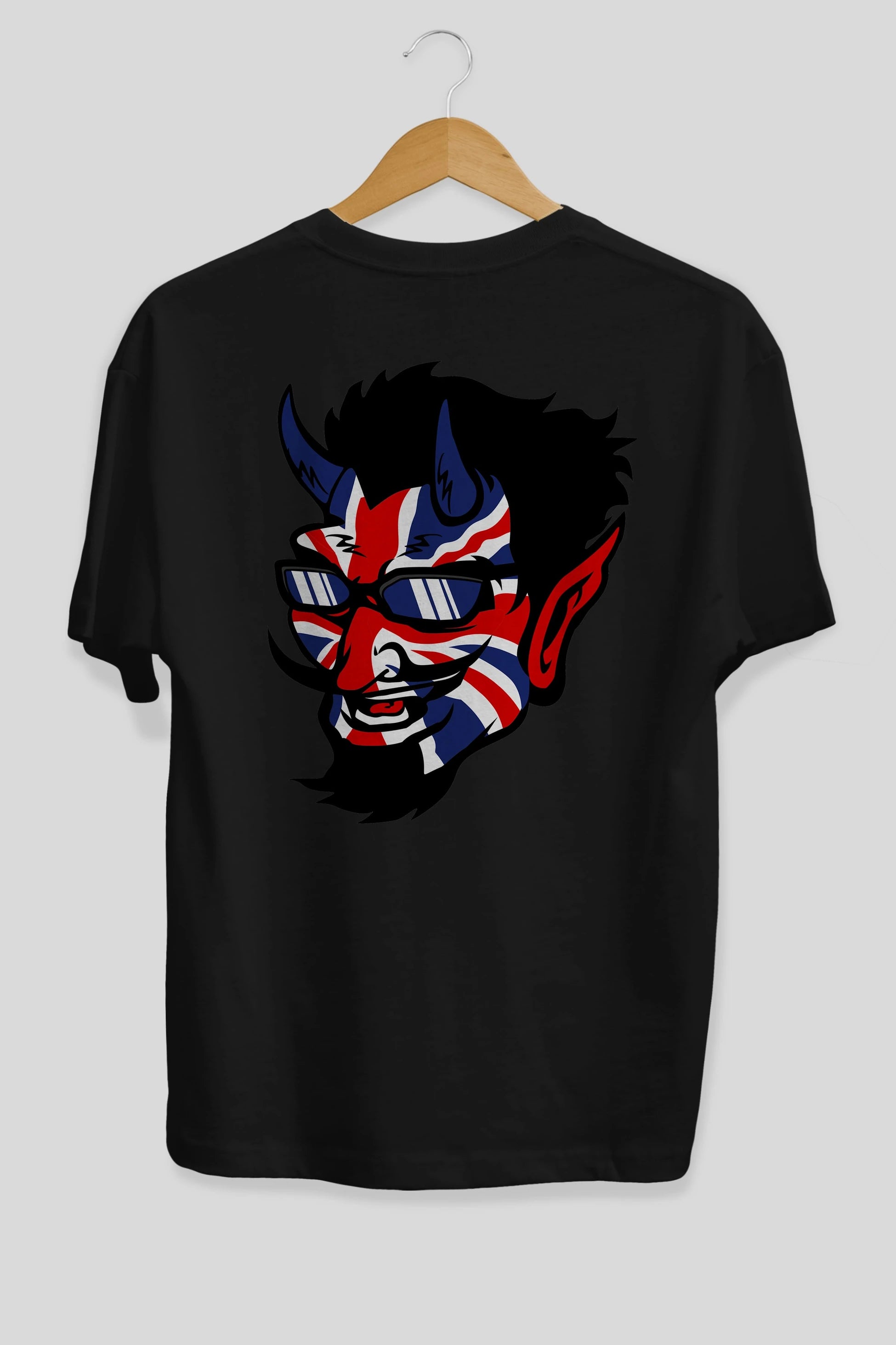 UK Devil Arka Baskılı Oversize t-shirt Erkek Kadın Unisex %100 Pamuk tişort