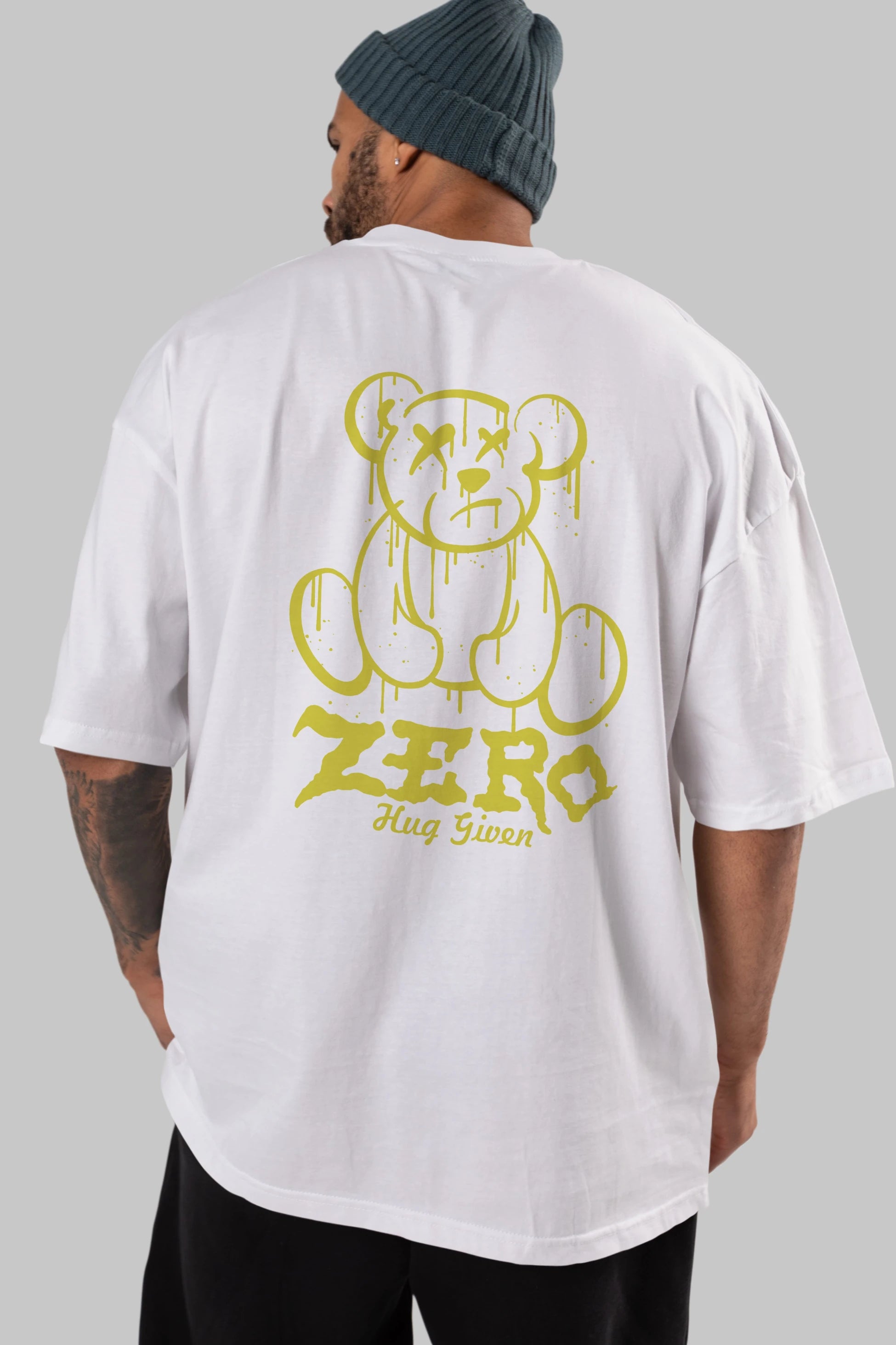 Zero Hug Given Bear Arka Baskılı Oversize t-shirt Erkek Kadın Unisex