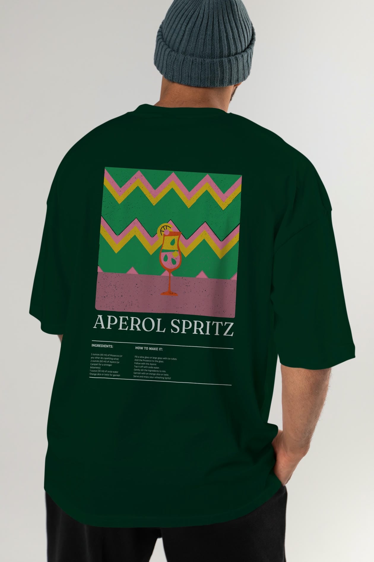 Aperol Spritz Kokteyl Serisi Arka Baskılı Oversize t-shirt Erkek Kadın %100 Pamuk Bisiklet Yaka tişort