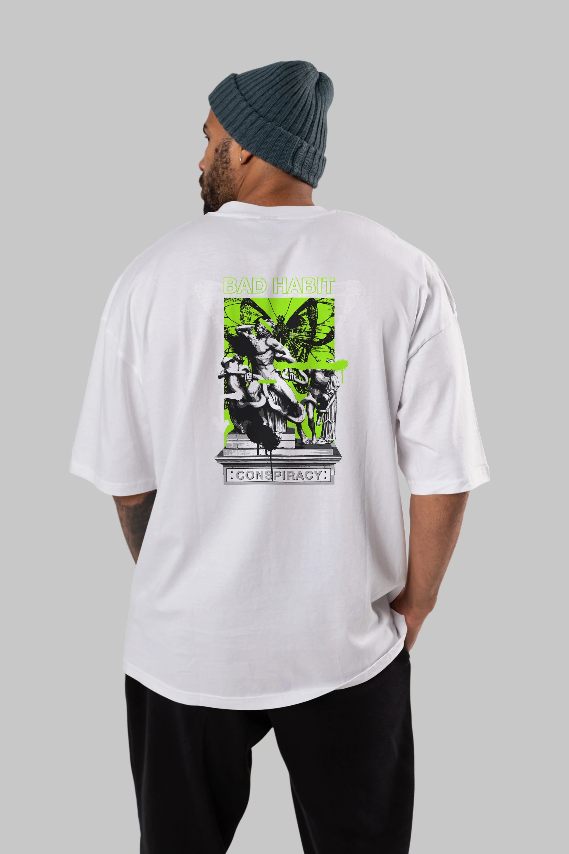 Bad Habit Arka Baskılı Oversize t-shirt Erkek Kadın Unisex