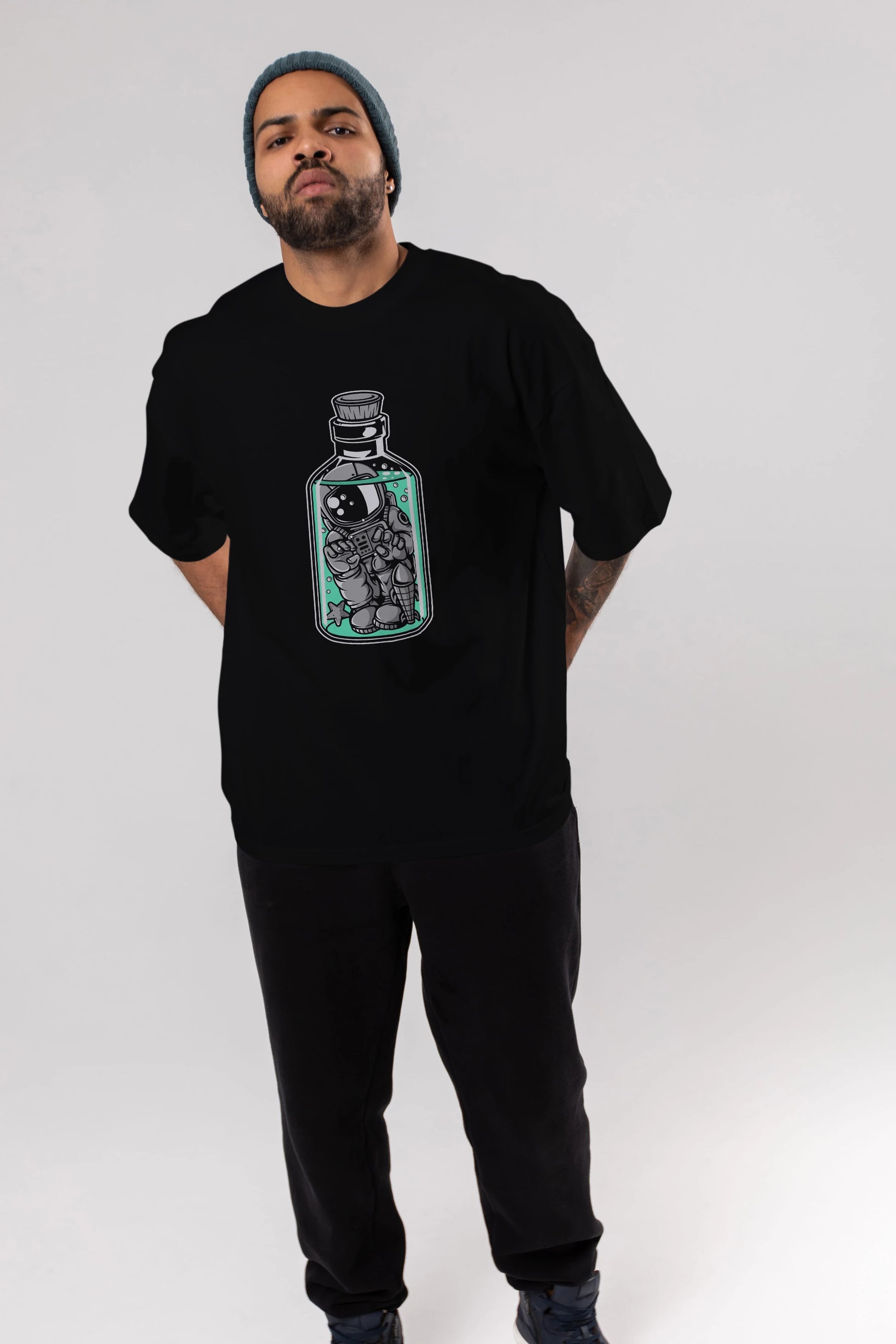 Astronaut in The Bottle Ön Baskılı Oversize t-shirt Erkek Kadın Unisex