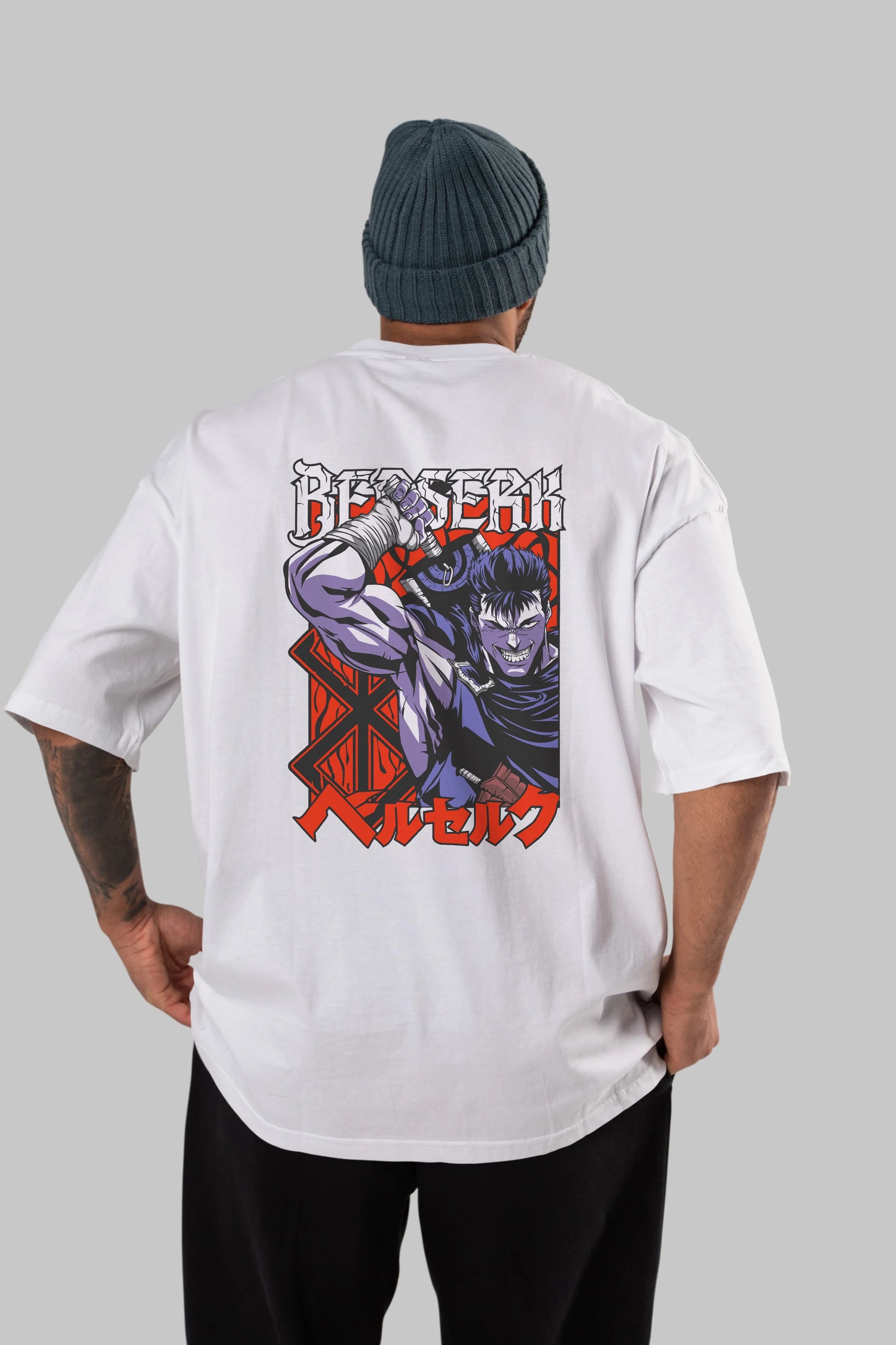 GUTS berserk Anime Arka Baskılı Oversize t-shirt Erkek Kadın Unisex