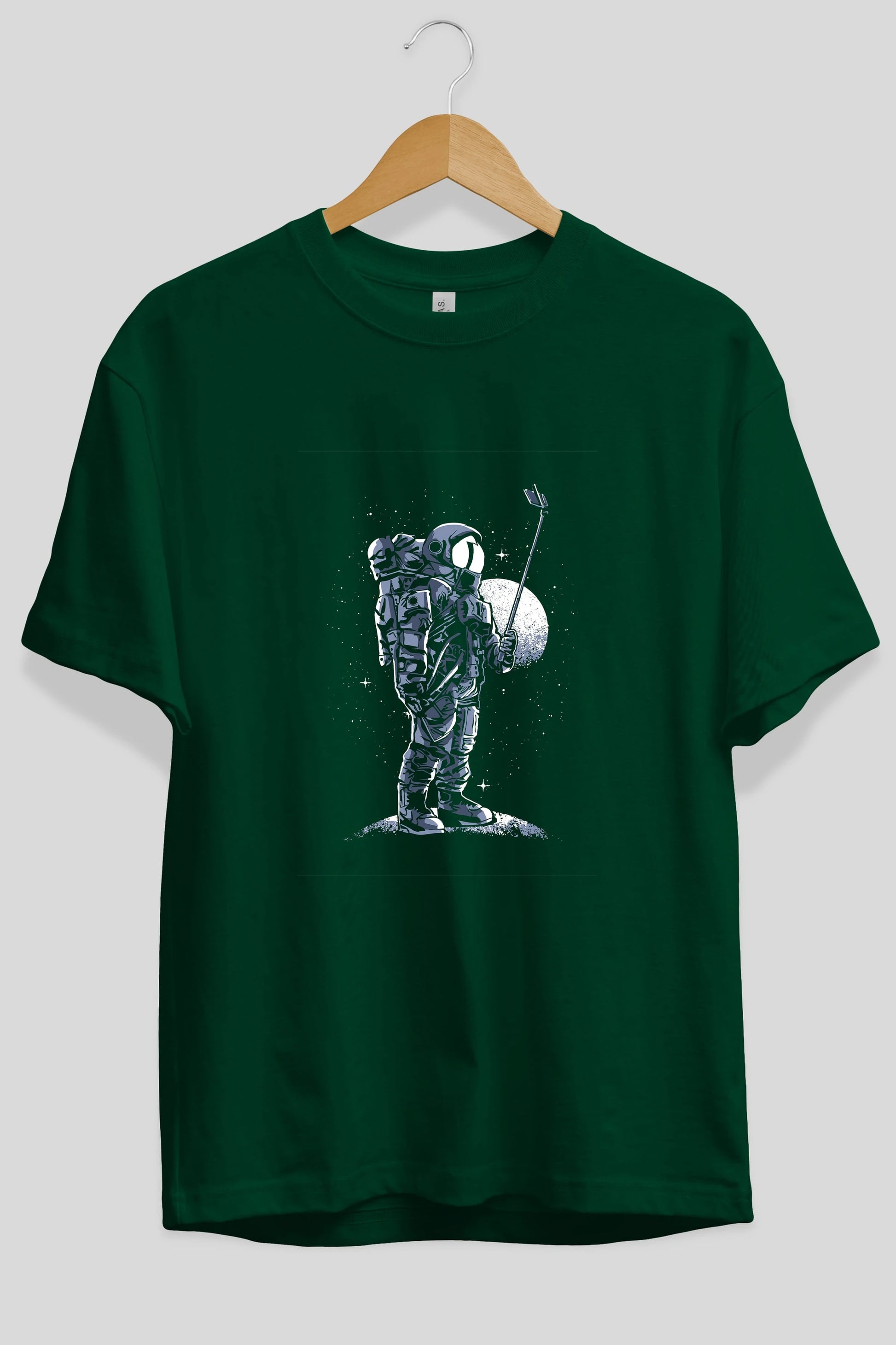 Selfie Astronaut Ön Baskılı Oversize t-shirt Erkek Kadın Unisex %100 Pamuk tişort