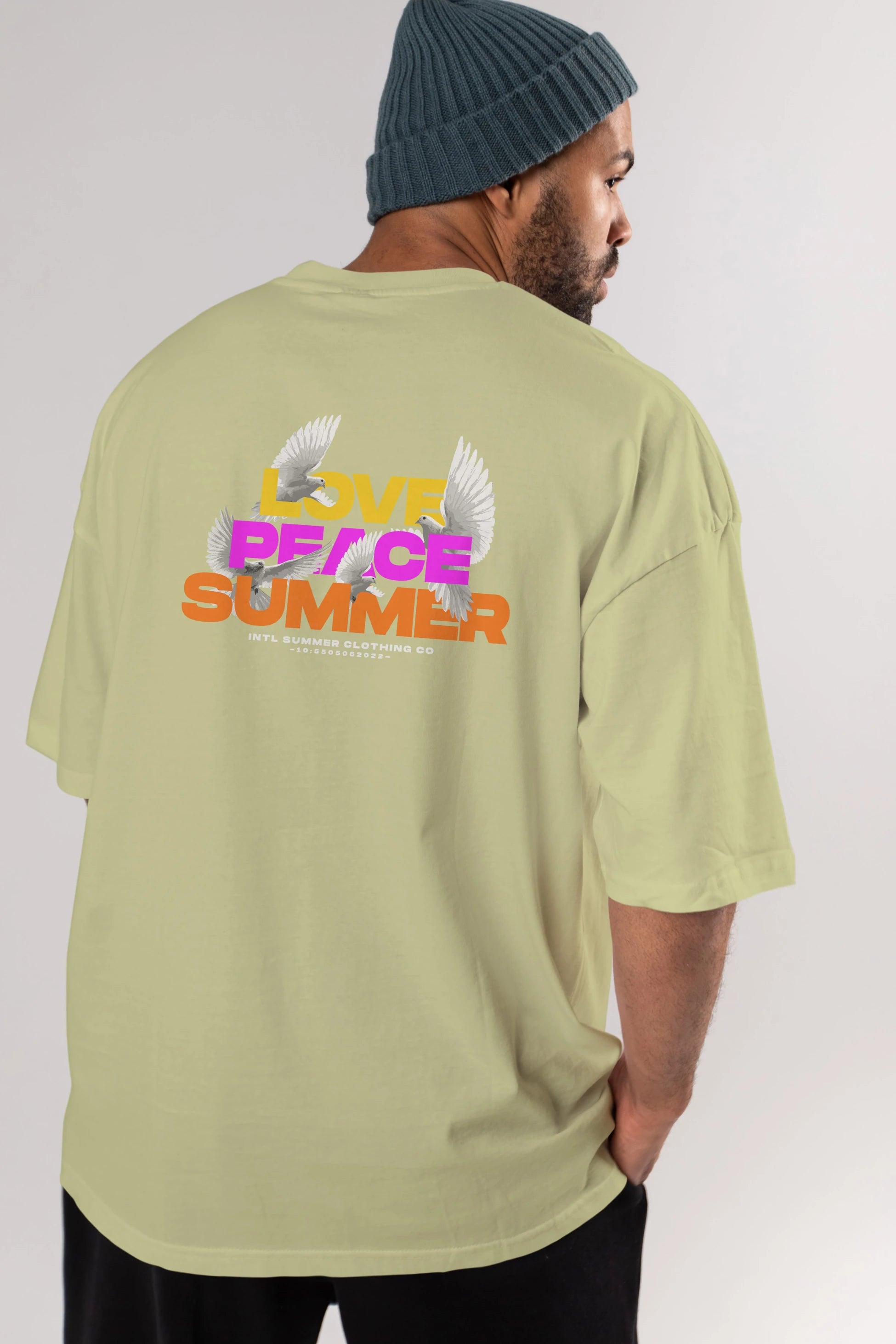 Love Peace Summer Arka Baskılı Oversize t-shirt Erkek Kadın Unisex