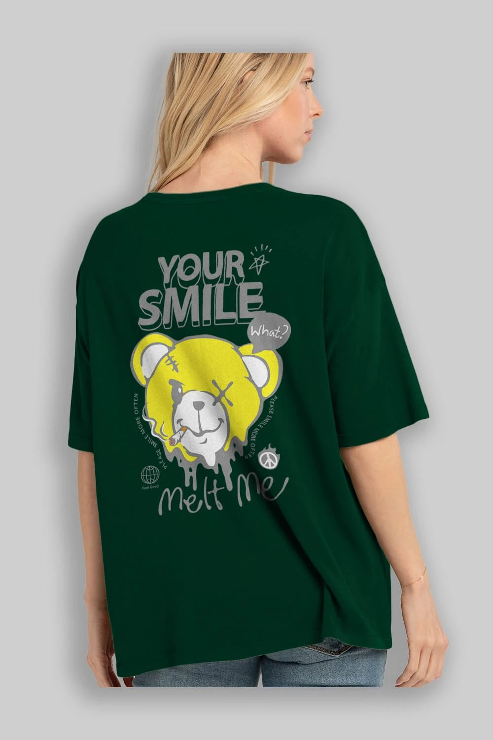 Your Smile Bear Arka Baskılı Oversize t-shirt Erkek Kadın Unisex