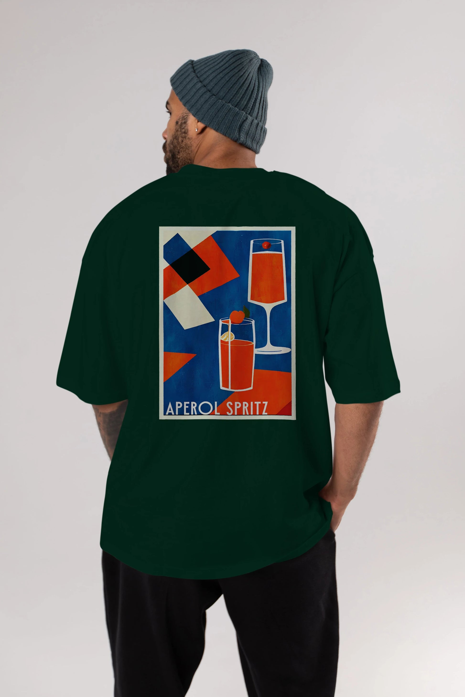 Aperol Spritz 4 Arka Baskılı Oversize t-shirt Erkek Kadın Unisex %100 Pamuk Bisiklet Yaka tişort