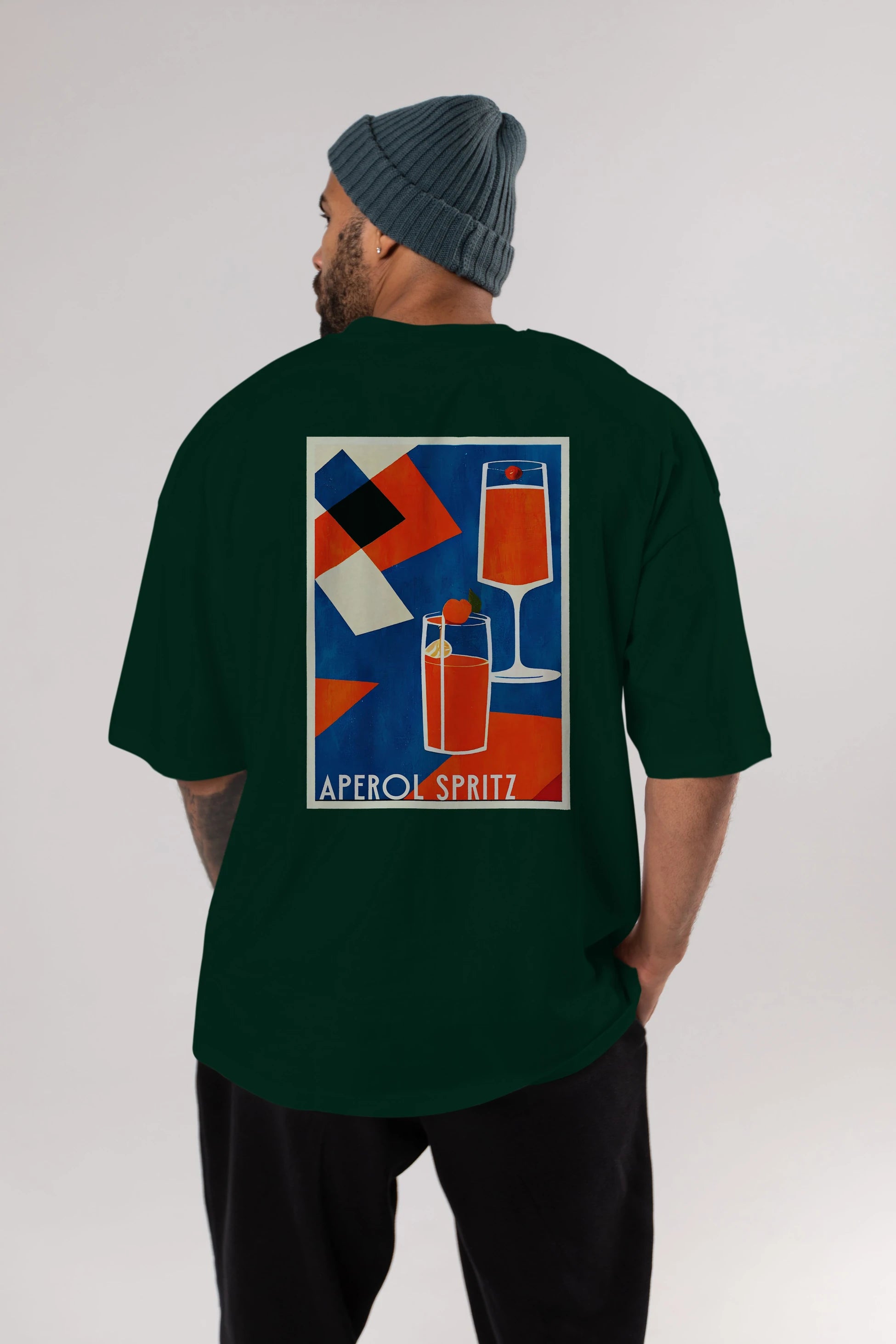 Aperol Spritz 4 Arka Baskılı Oversize t-shirt Erkek Kadın Unisex %100 Pamuk Bisiklet Yaka tişort