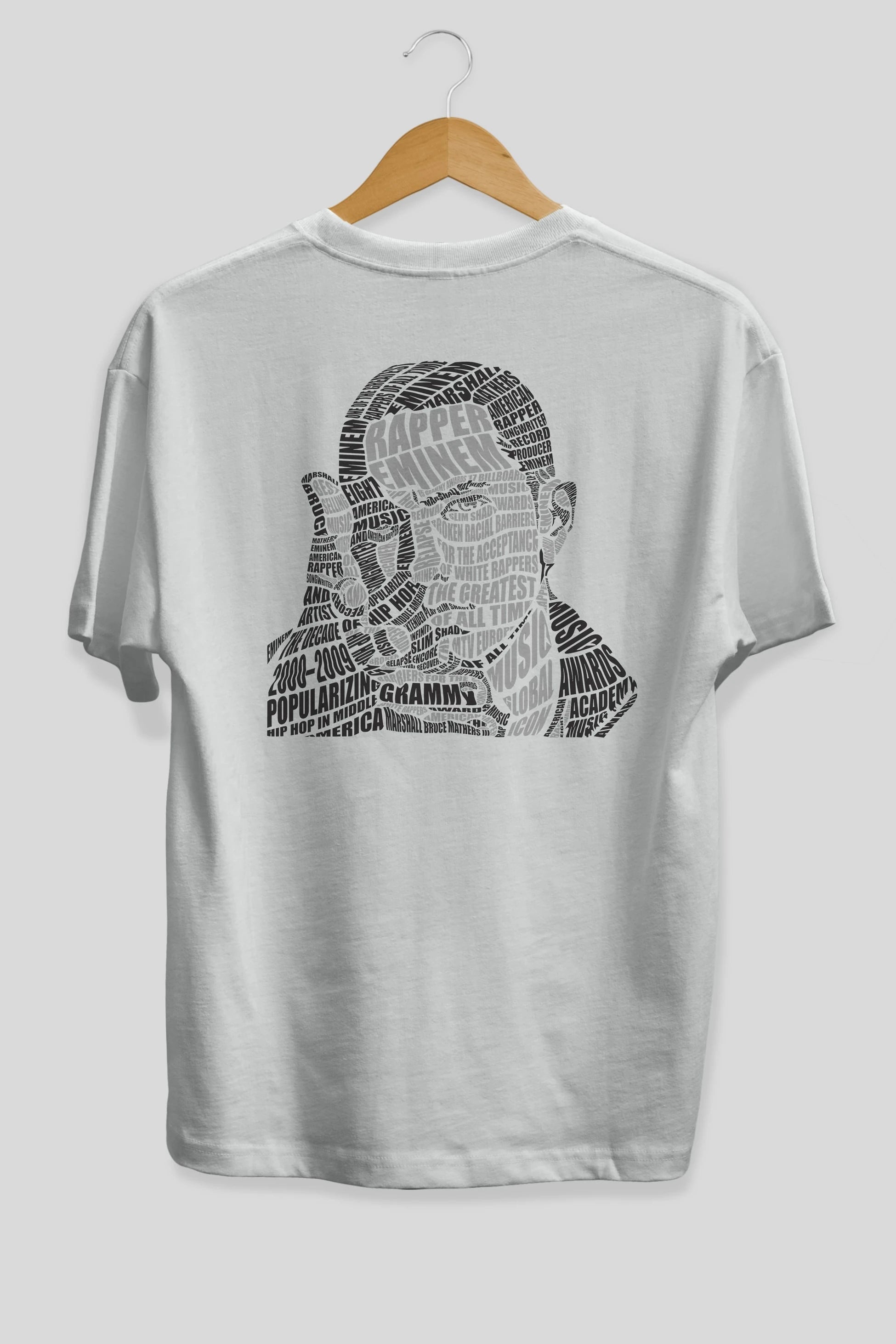 Eminem Calligram Arka Baskılı Oversize t-shirt %100 pamuk Erkek Kadın Unisex