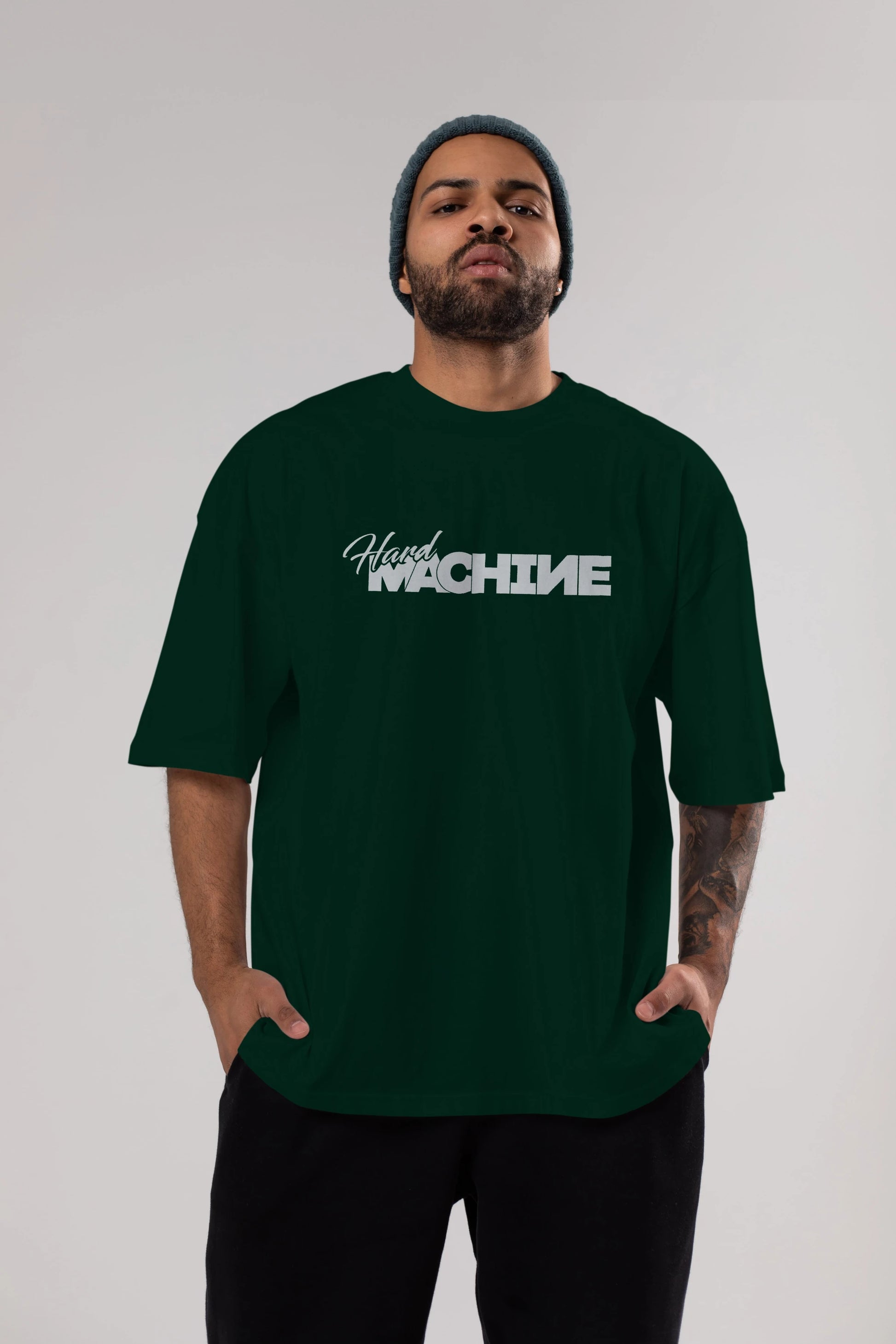 Hard Machine Ön Baskılı Oversize t-shirt %100 pamuk Erkek Kadın Unisex