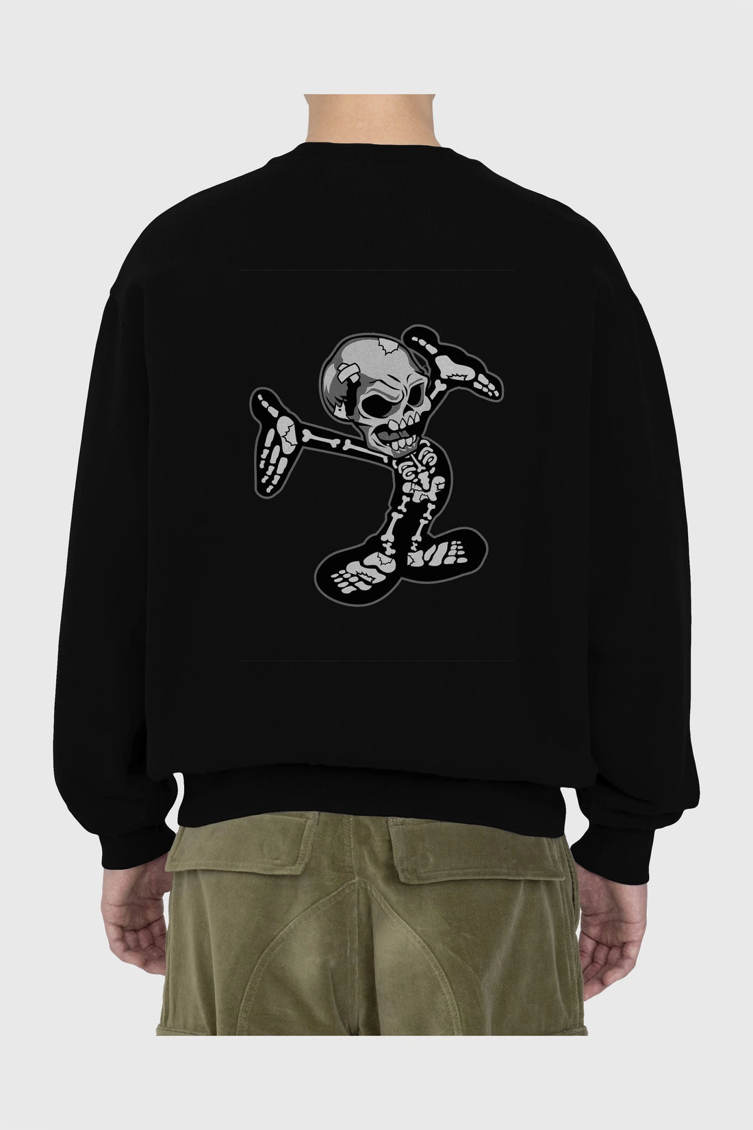 Skull Skeleton Arka Baskılı Oversize Sweatshirt Erkek Kadın Unisex