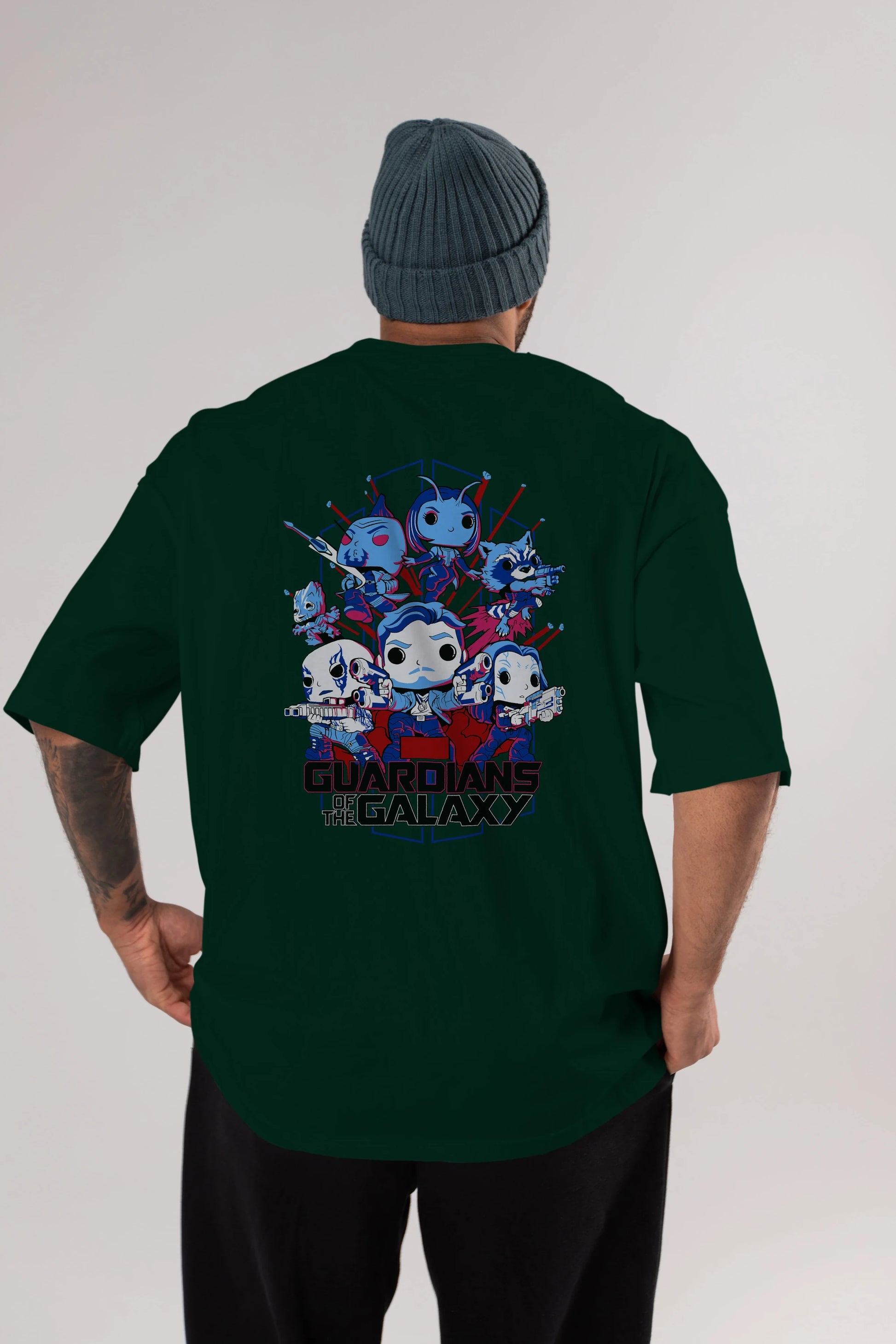 Guardians of the Galaxy Arka Baskılı Oversize t-shirt Erkek Kadın Unisex %100 Pamuk Bisiklet Yaka tişort