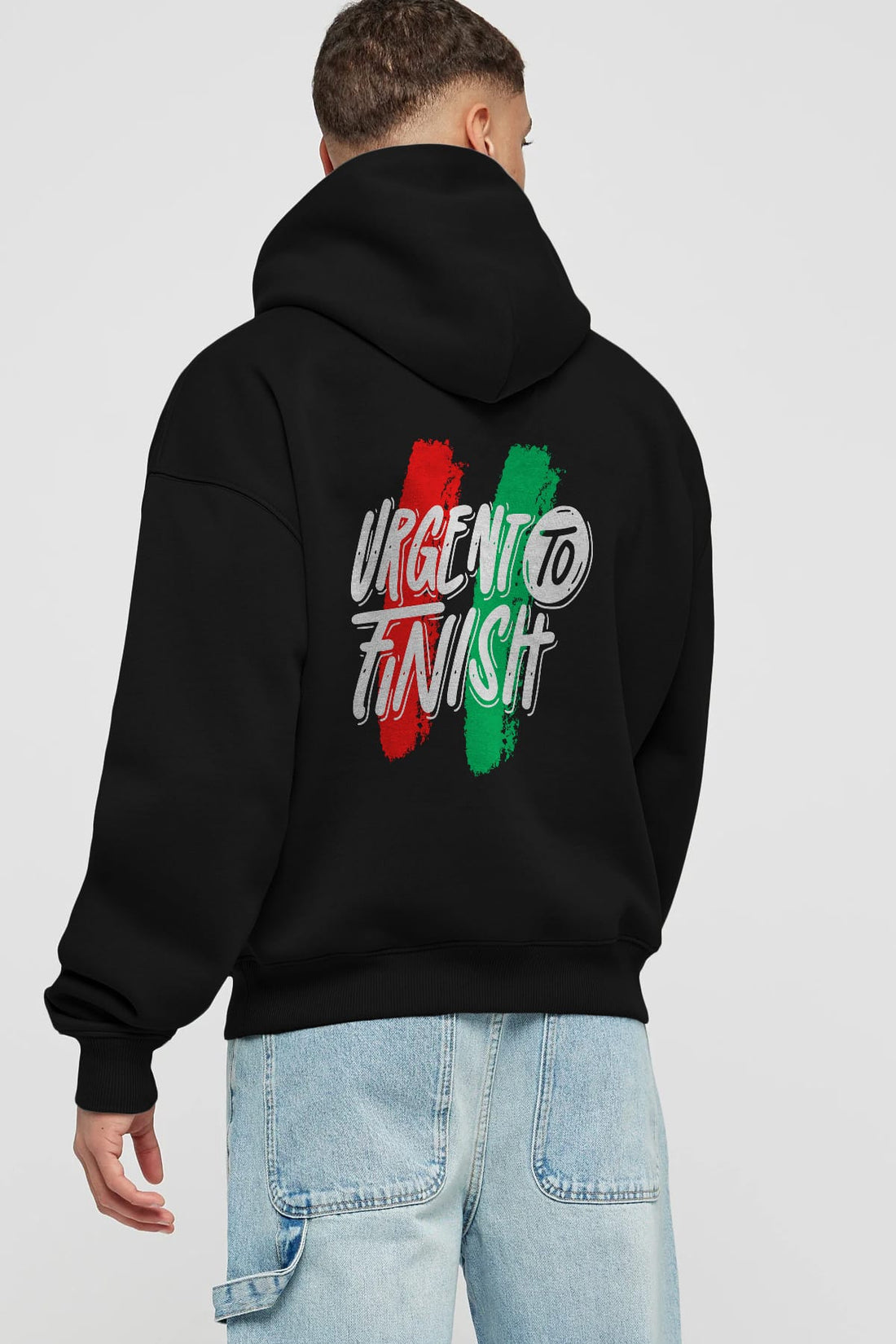 Urgent To Finish Arka Baskılı Oversize Hoodie Kapüşonlu Sweatshirt Erkek Kadın Unisex