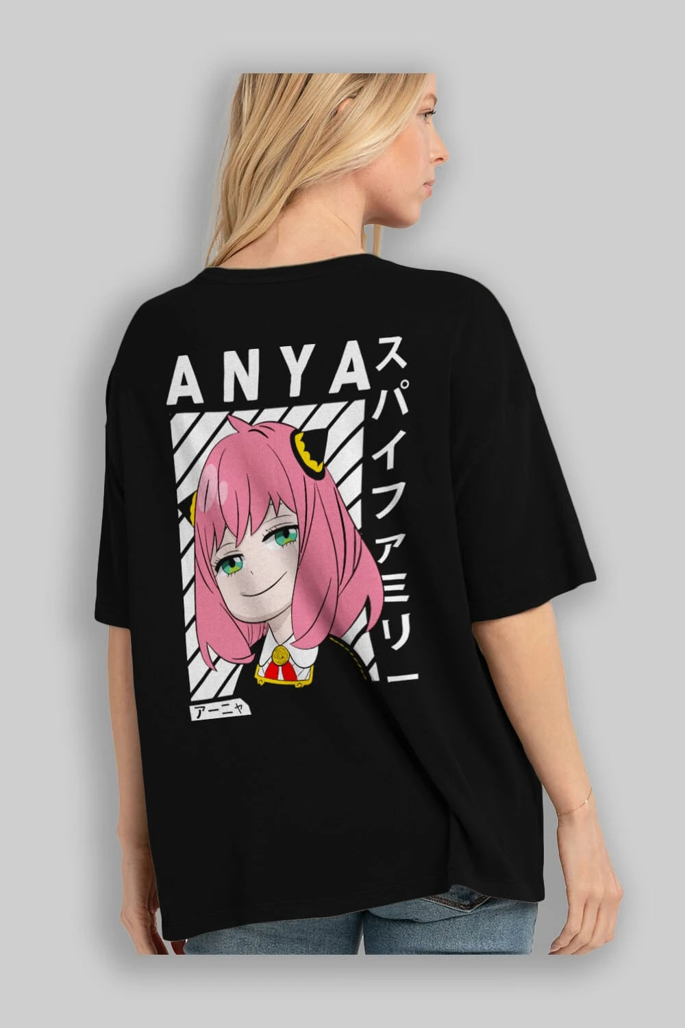 Anya SPYX FAMILY Anime Arka Baskılı Oversize t-shirt Erkek Kadın Unisex