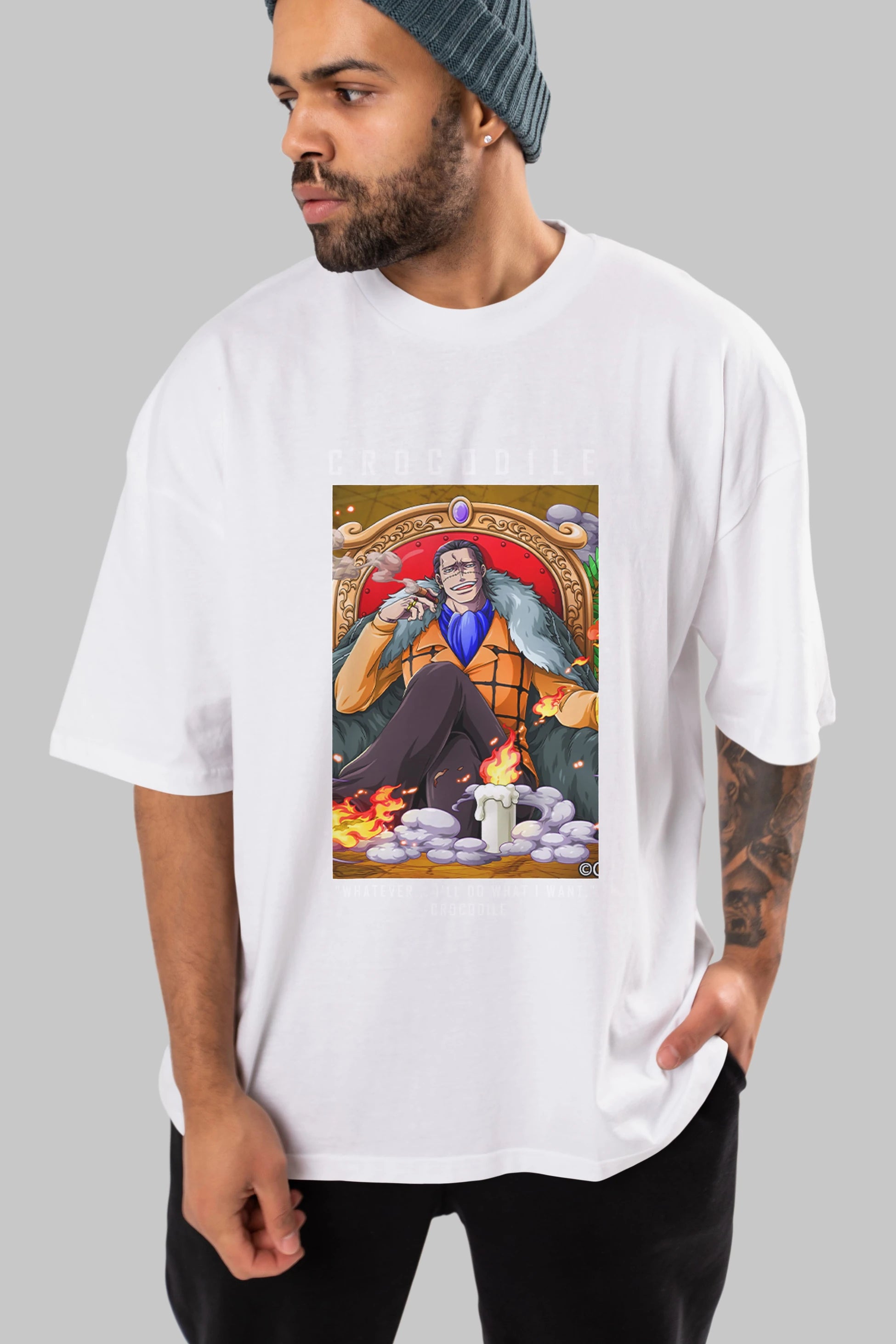 Crocodile Anime Ön Baskılı Oversize t-shirt Erkek Kadın Unisex