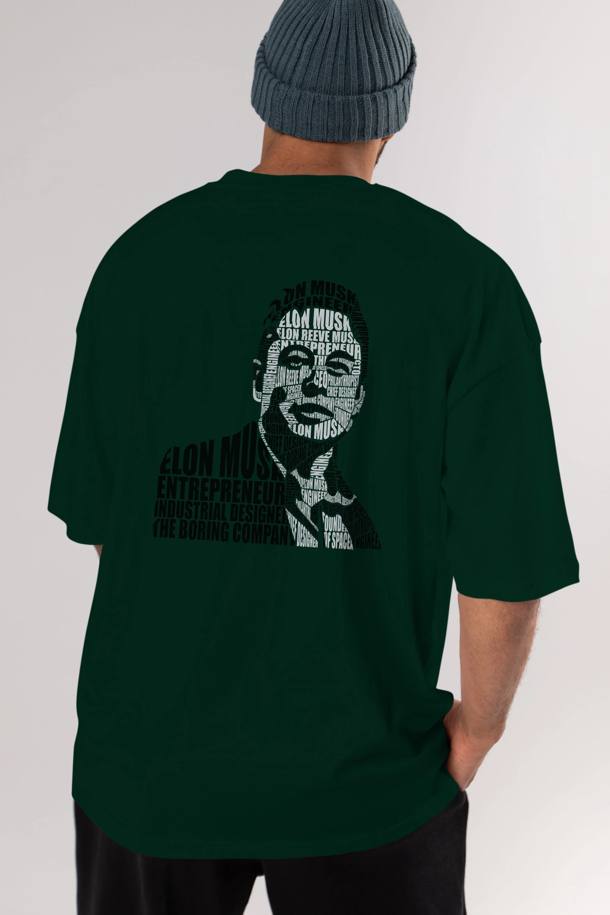 Elon Musk Calligram Arka Baskılı Oversize t-shirt %100 pamuk Erkek Kadın Unisex