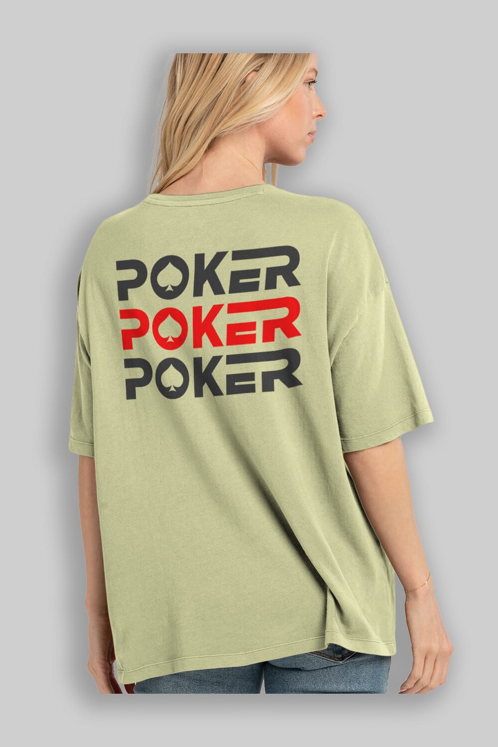 Poker Arka Baskılı Oversize t-shirt Erkek Kadın Unisex