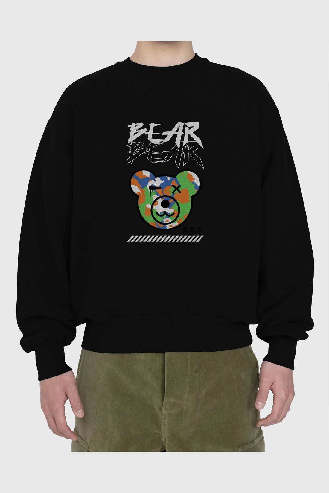 Bear Bear Ön Baskılı Oversize Sweatshirt Erkek Kadın Unisex