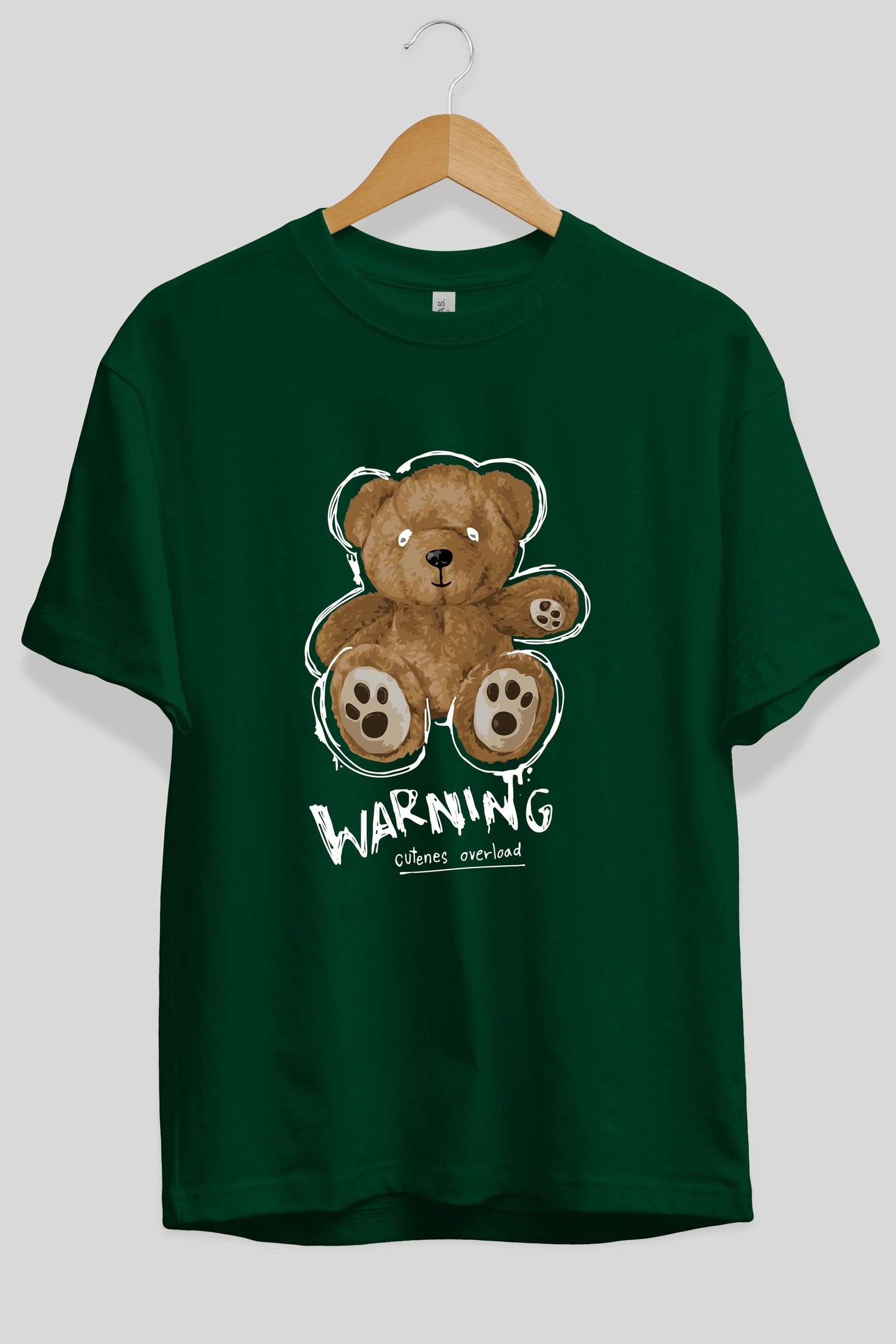 Warning Cuteness Bear Ön Baskılı Oversize t-shirt Erkek Kadın Unisex