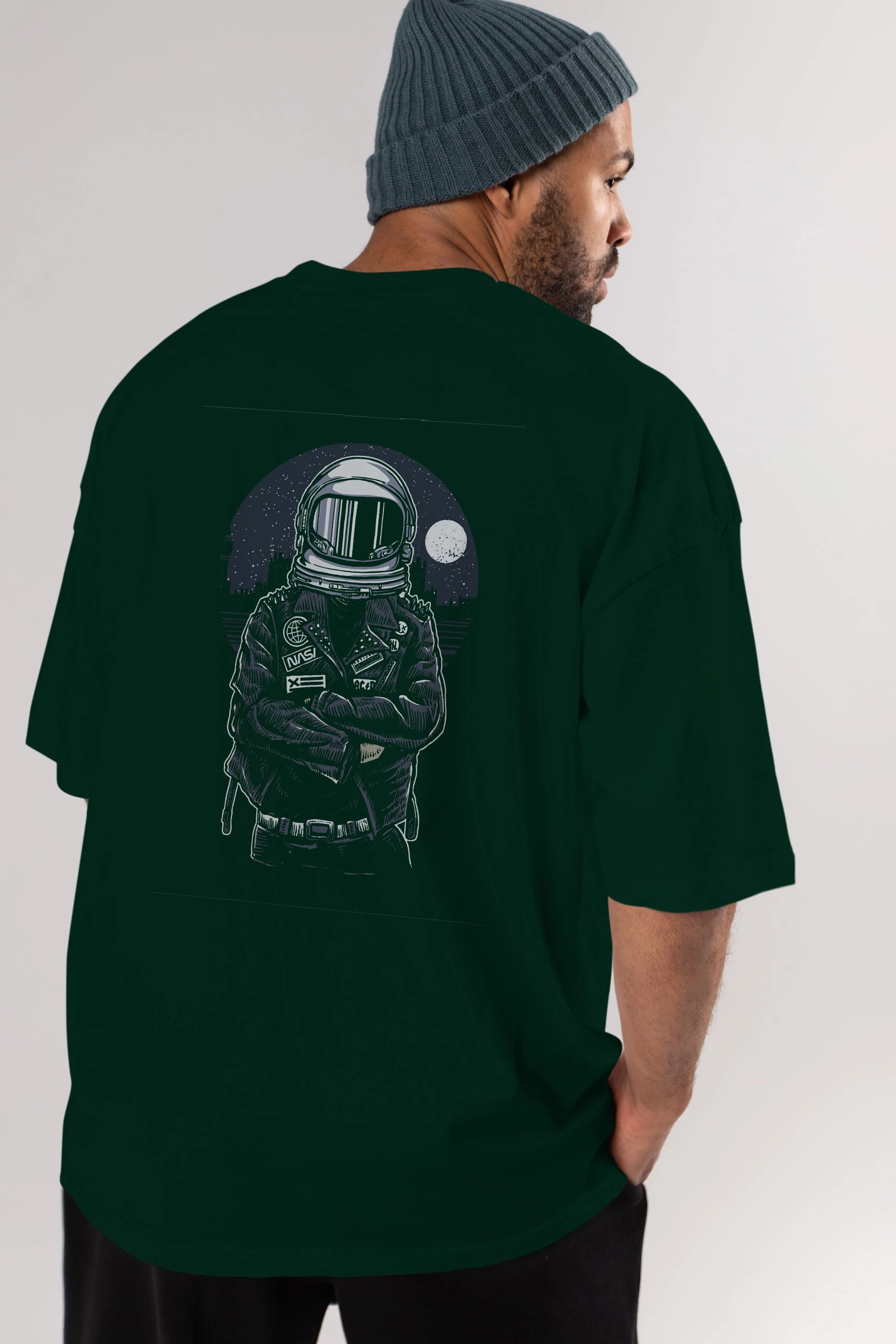 Astronaut Rebel Arka Baskılı Oversize t-shirt Erkek Kadın Unisex %100 Pamuk