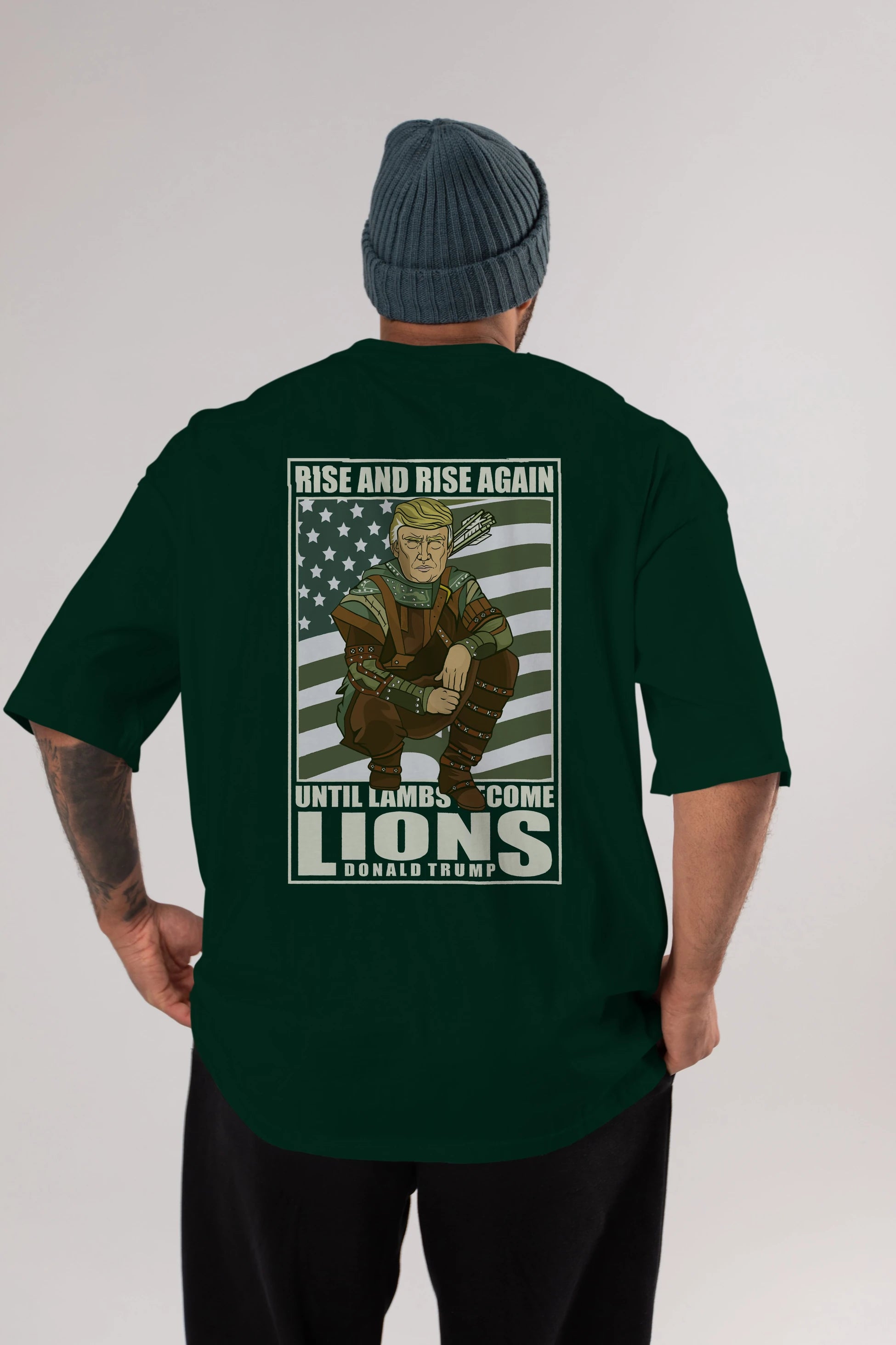 Robin Hood Trump Arka Baskılı Oversize t-shirt Erkek Kadın Unisex %100 Pamuk tişort