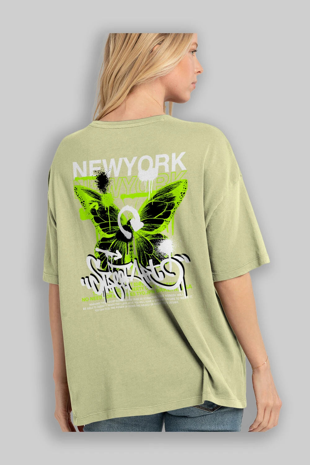 New York Street Style Arka Baskılı Oversize t-shirt Erkek Kadın Unisex