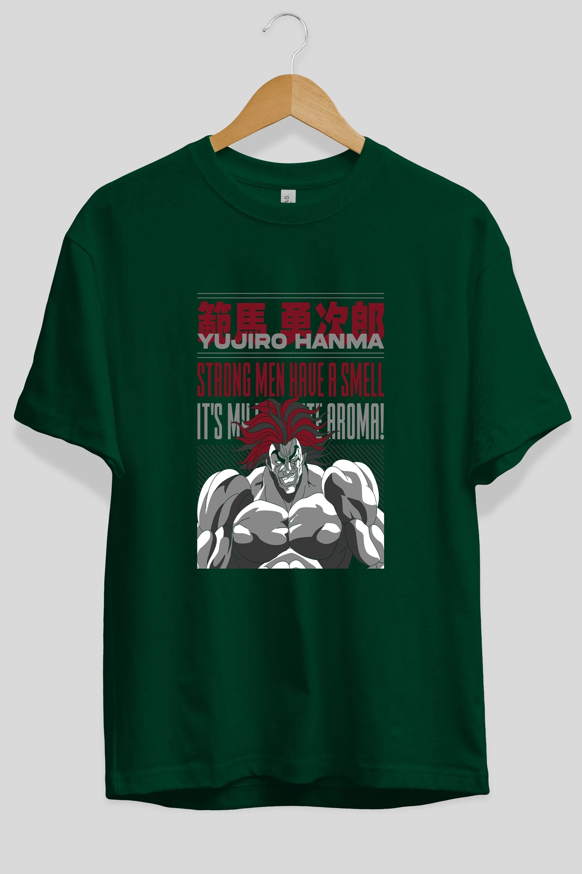 YUJIRO HANMA Anime Ön Baskılı Oversize t-shirt %100 pamuk Erkek Kadın Unisex