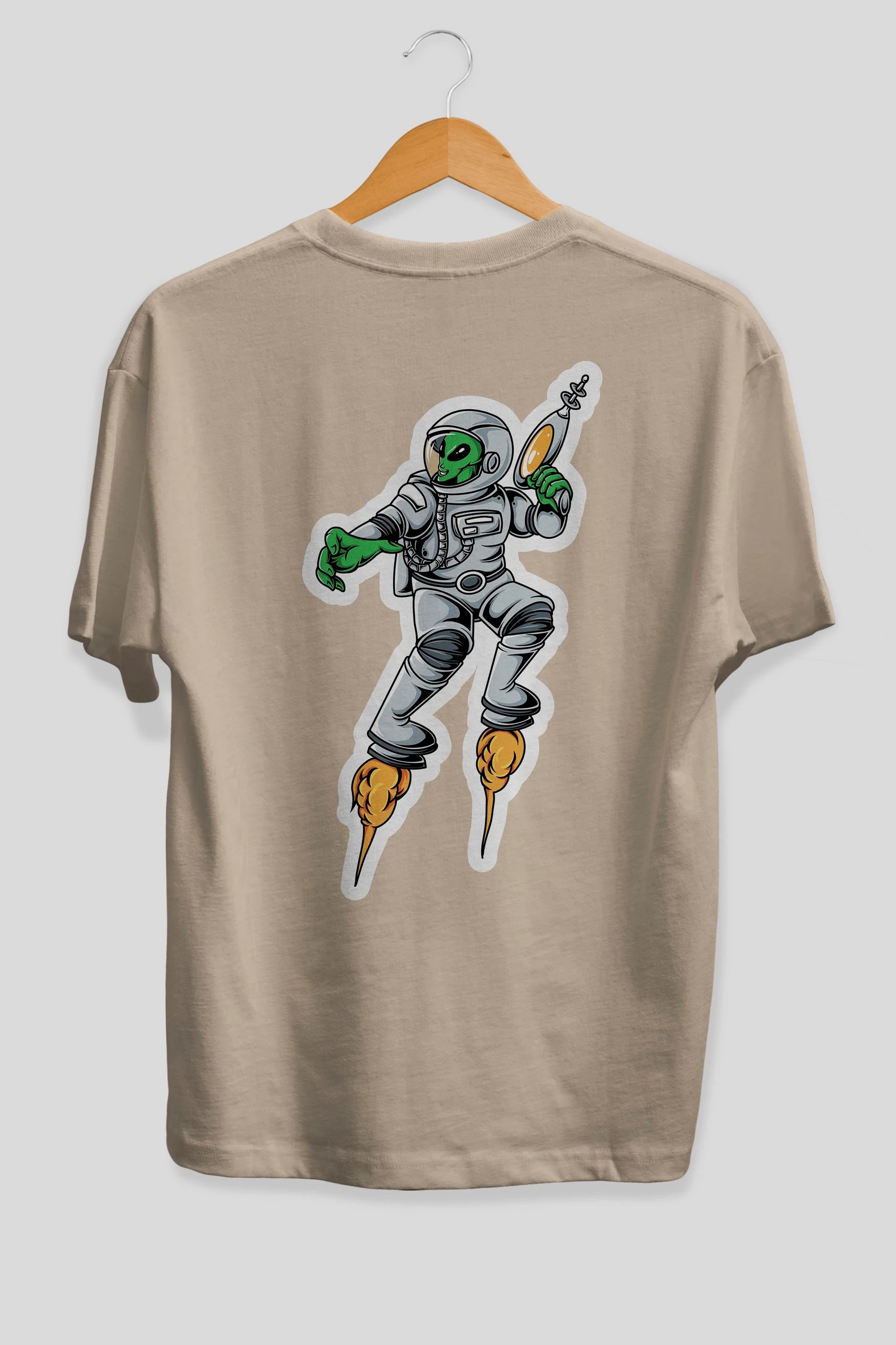 Alien Wars Sticker Arka Baskılı Oversize t-shirt Erkek Kadın Unisex