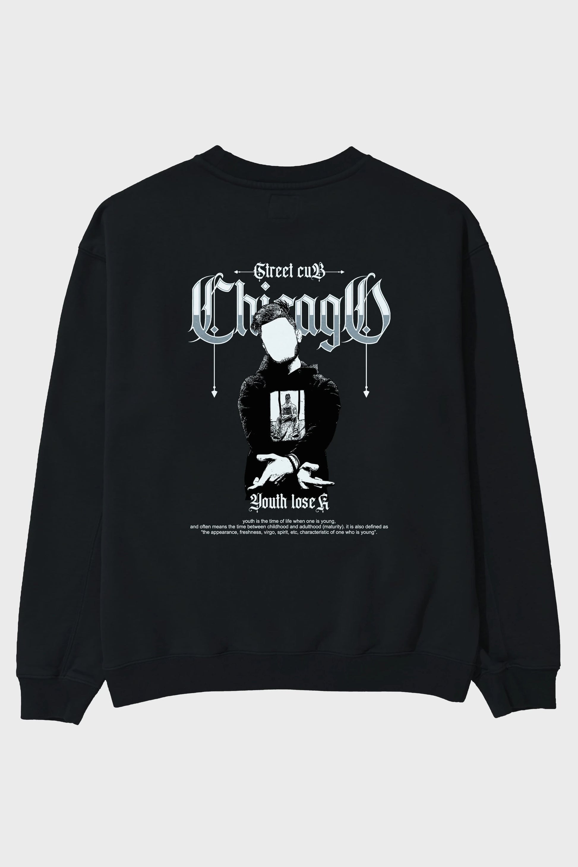 Chicago Street Club Arka Baskılı Oversize Sweatshirt Erkek Kadın Unisex