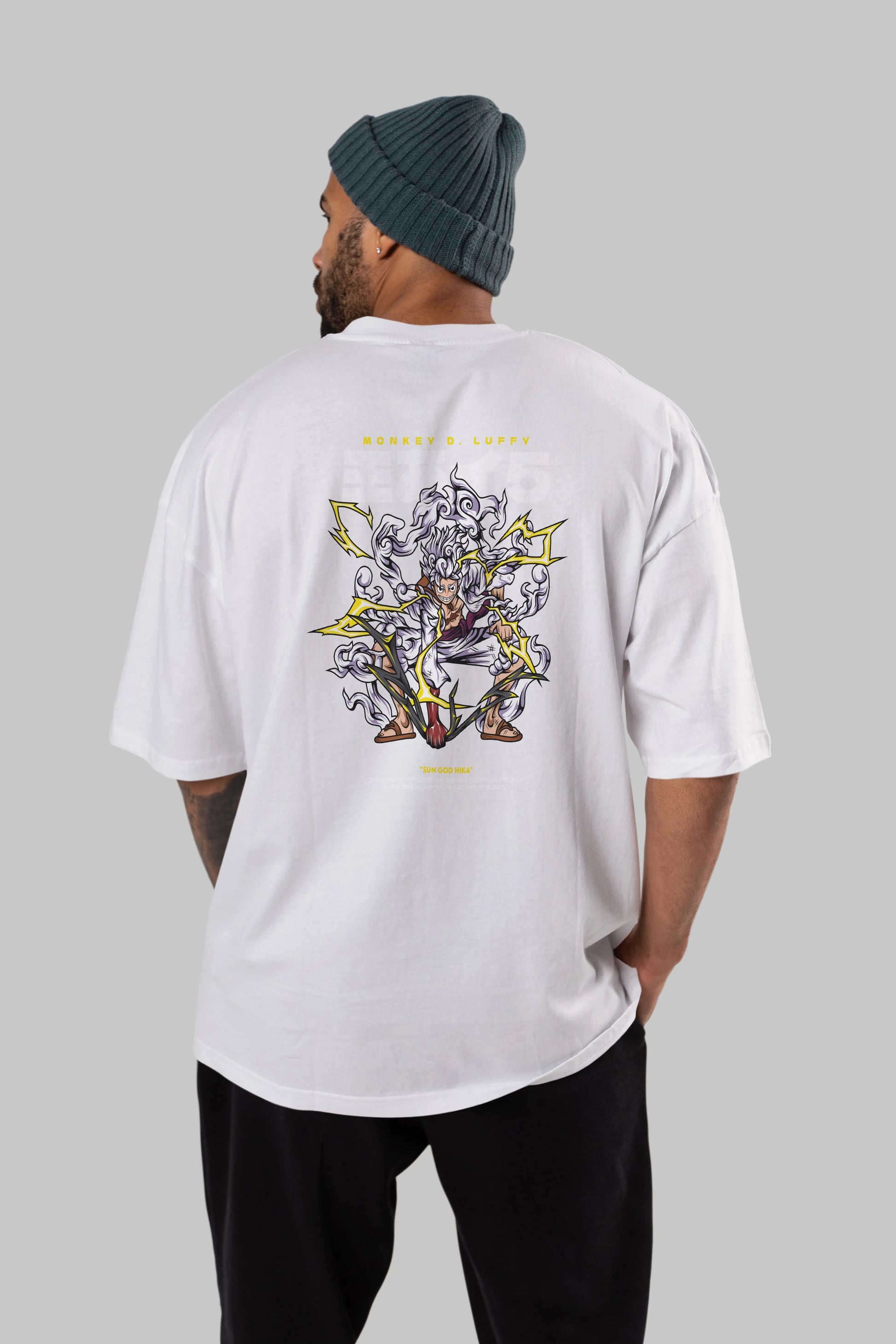 Monkey D. Luffy GEAR5 1 Anime Arka Baskılı Oversize t-shirt Erkek Kadın Unisex