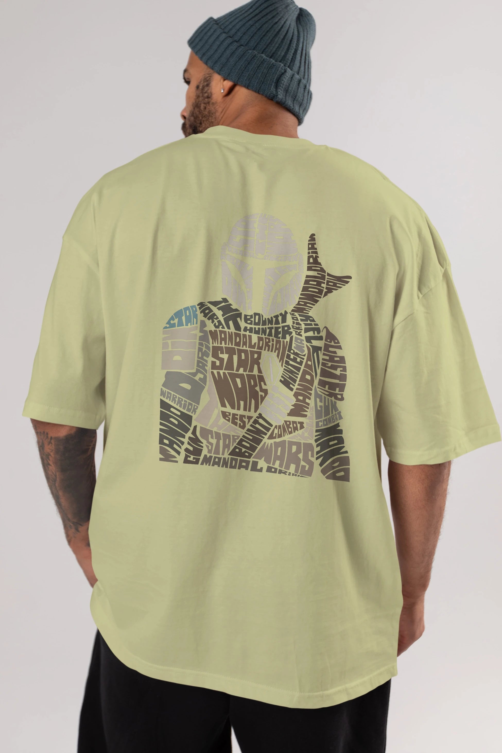 Mandalorian Arka Baskılı Oversize t-shirt %100 pamuk Erkek Kadın Unisex