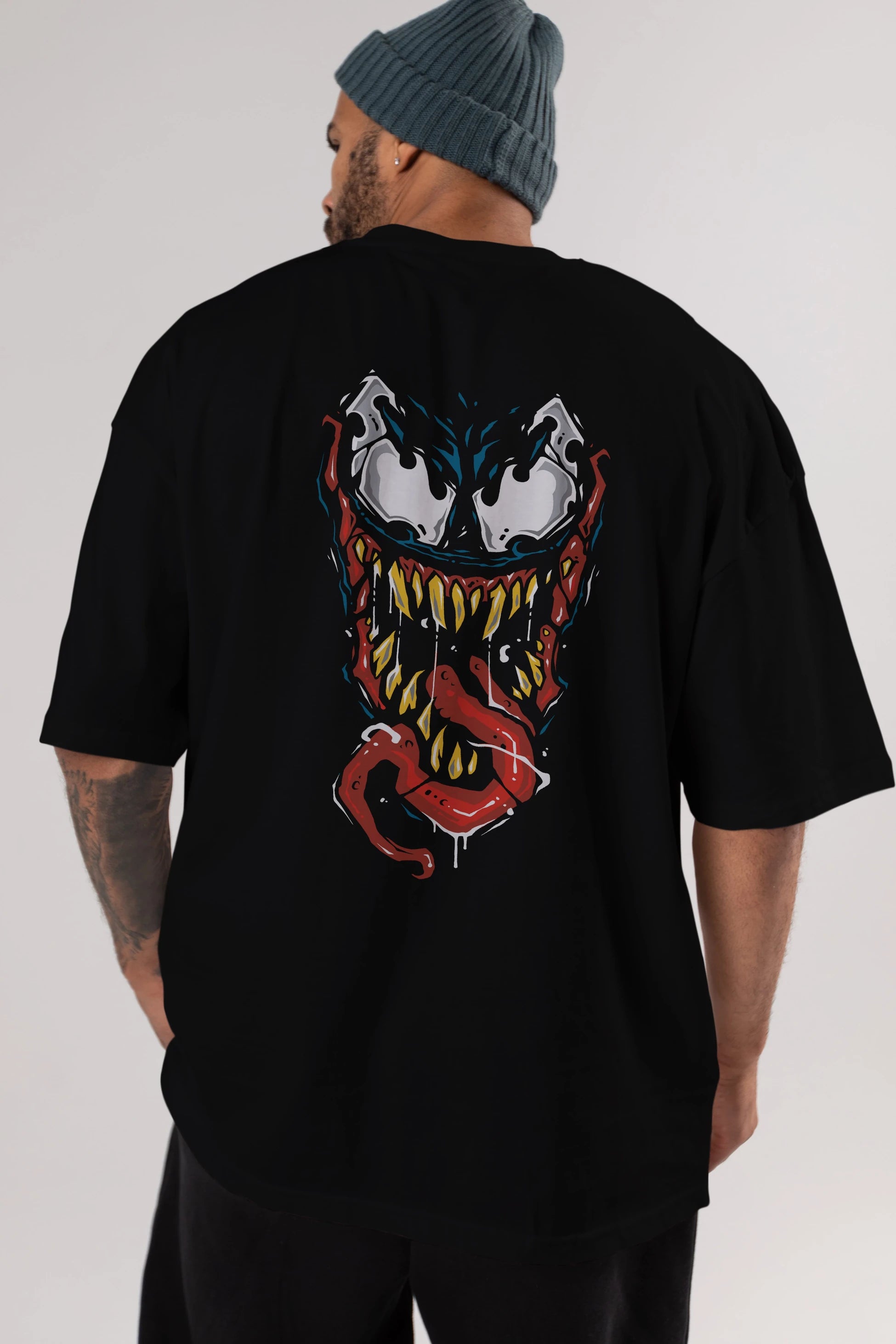 Venom (15) Arka Baskılı Oversize t-shirt Erkek Kadın Unisex %100 Pamuk Bisiklet Yaka tişort