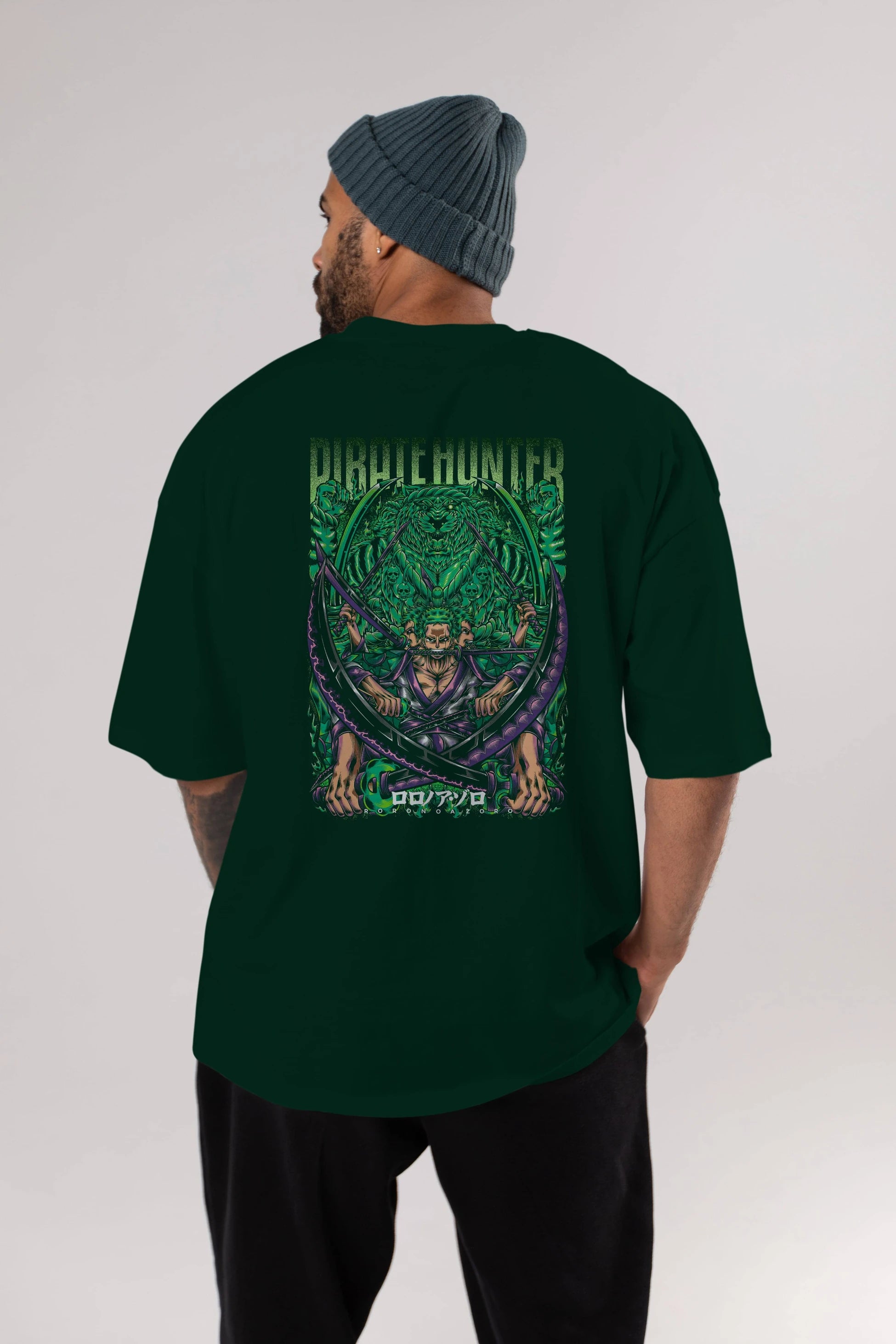 RORONOA ZORO 3 Anime Arka Baskılı Oversize t-shirt Erkek Kadın Unisex