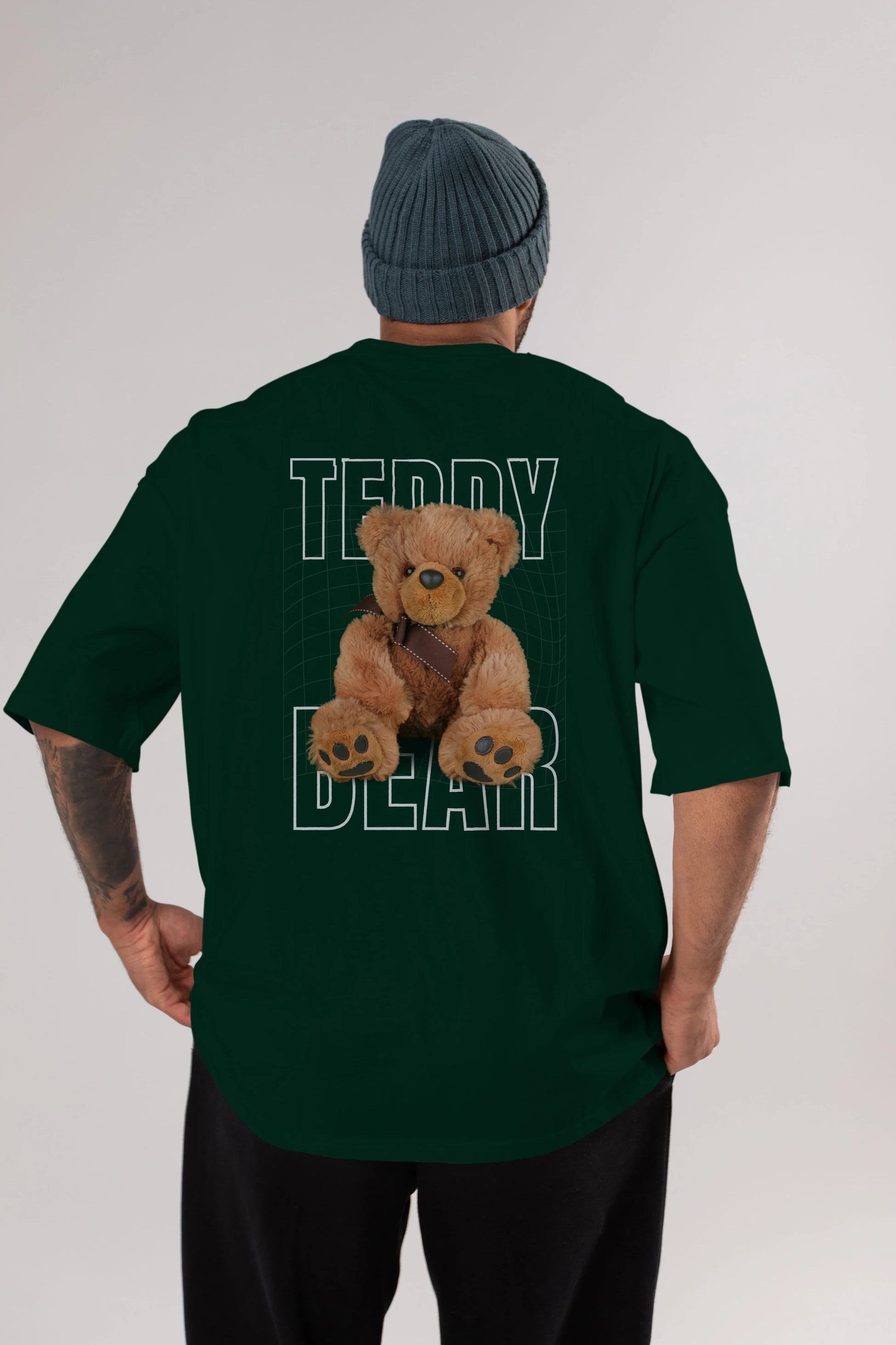Teddy Bear Yazılı Arka Baskılı Oversize t-shirt Erkek Kadın Unisex