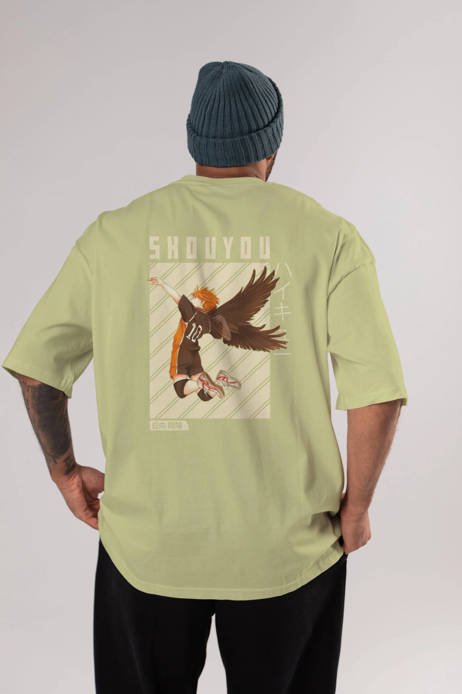 Shouyou Hinata 3 Anime Arka Baskılı Oversize t-shirt Erkek Kadın Unisex