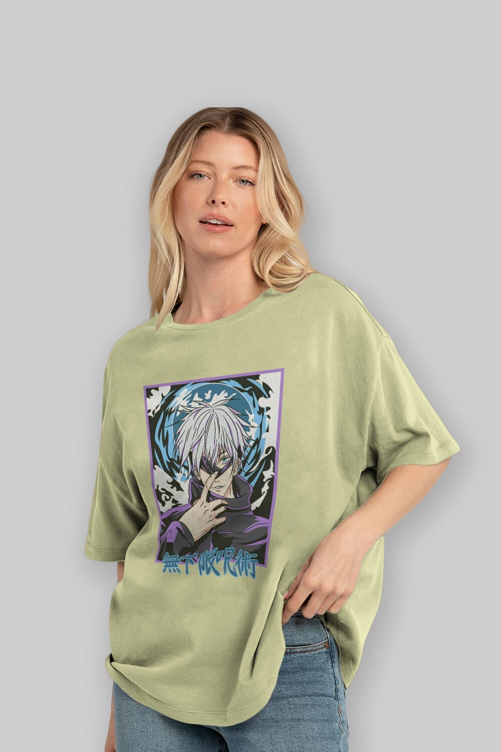 SATORU GOJO 3 Anime Ön Baskılı Oversize t-shirt %100 pamuk Erkek Kadın Unisex