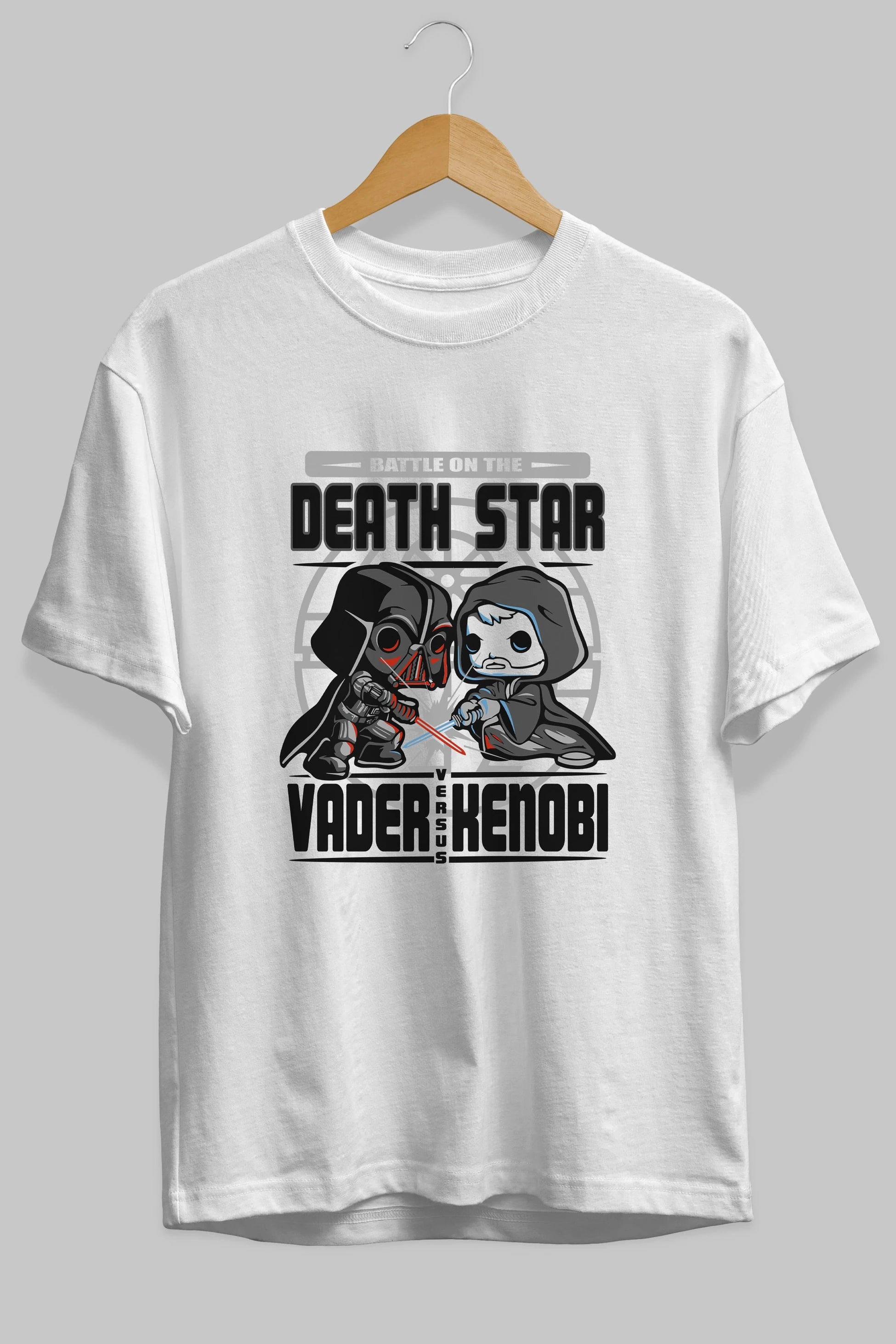 Vader Kenobi Ön Baskılı Oversize t-shirt Erkek Kadın Unisex %100 Pamuk Bisiklet Yaka tişort