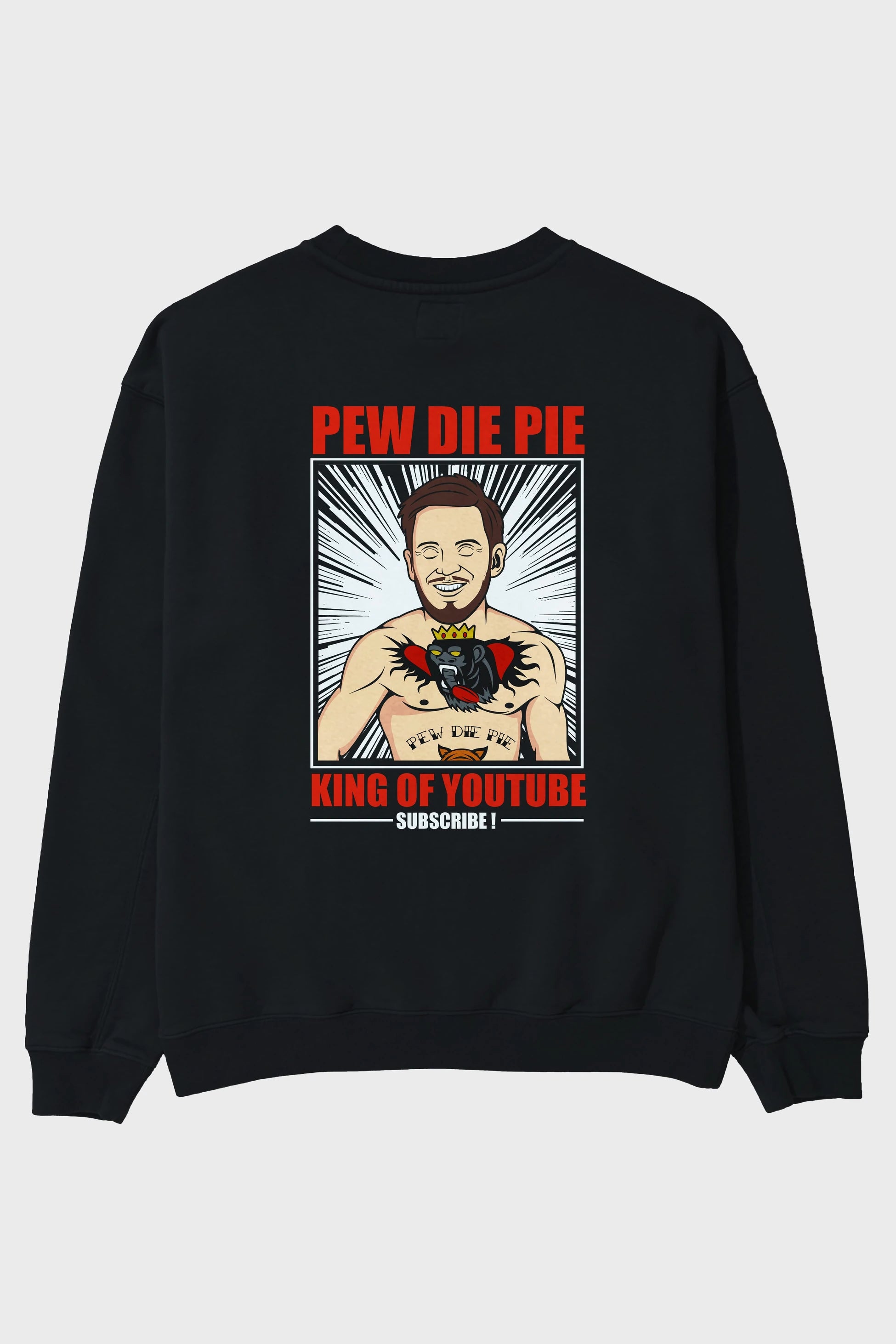 Pew Die Pie Fighter Arka Baskılı Oversize Sweatshirt Erkek Kadın Unisex