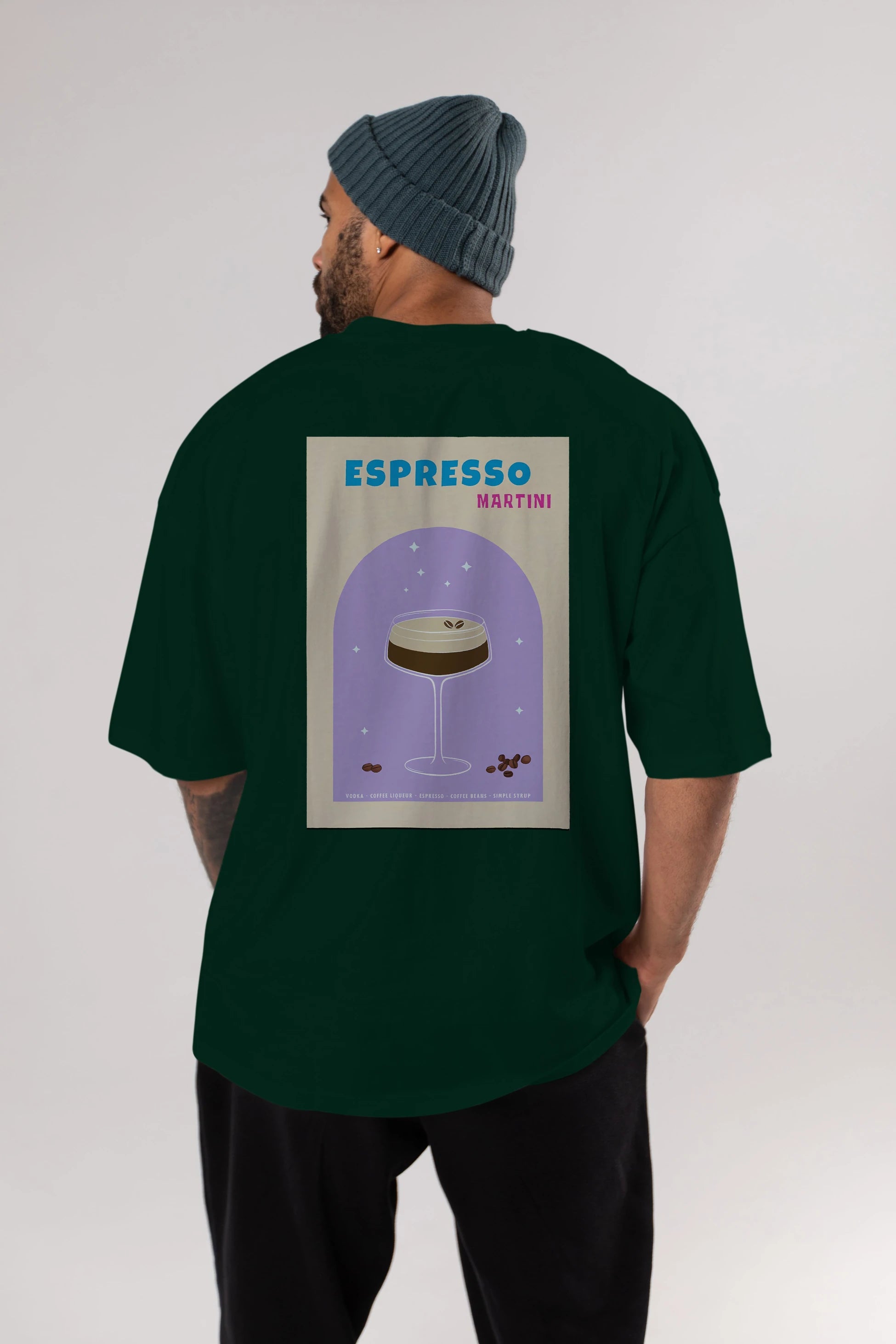 Espresso Martini 5 Arka Baskılı Oversize t-shirt Erkek Kadın Unisex %100 Pamuk Bisiklet Yaka tişort