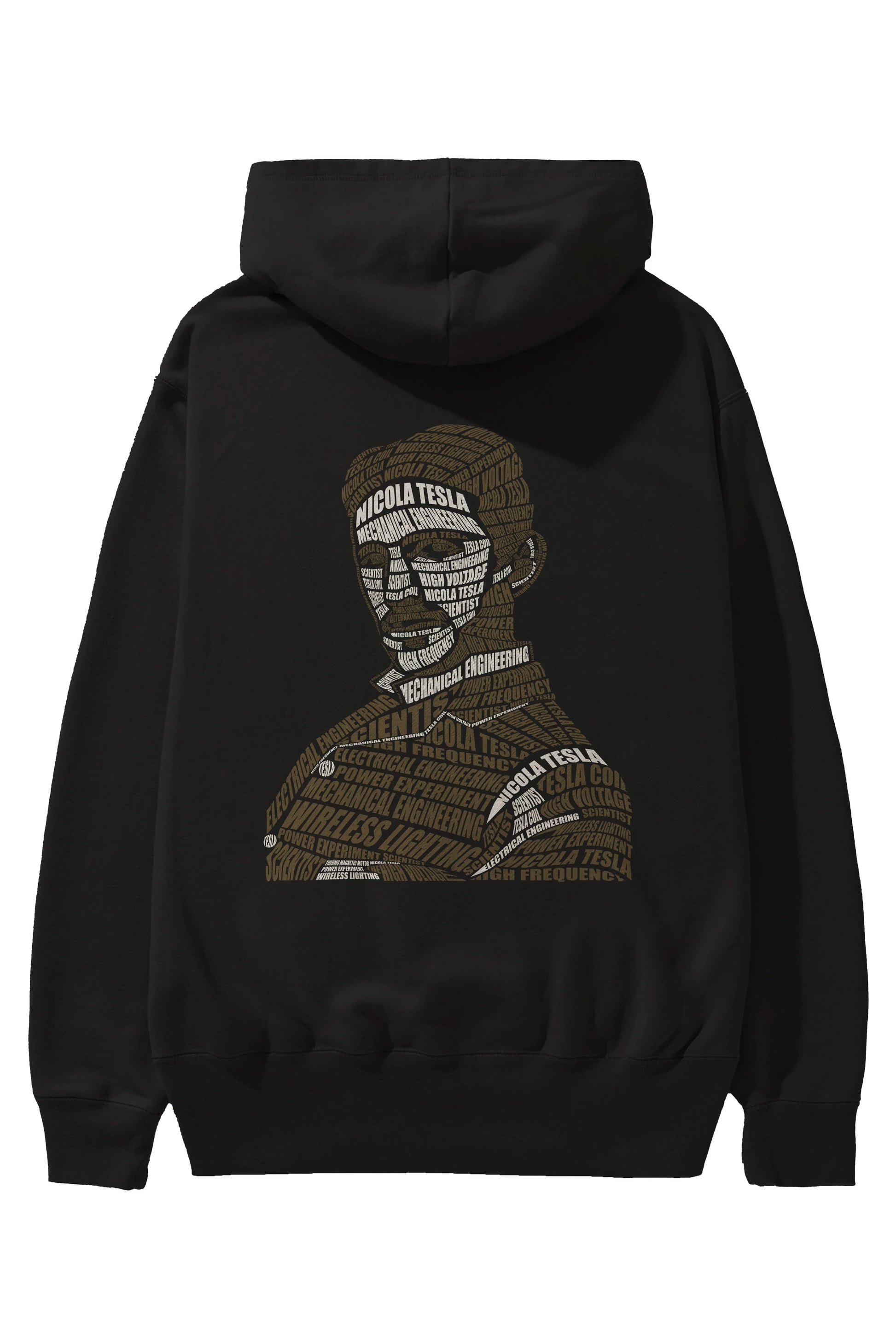 Nikola Tesla Calligram Arka Baskılı Hoodie Oversize Kapüşonlu Sweatshirt Erkek Kadın Unisex