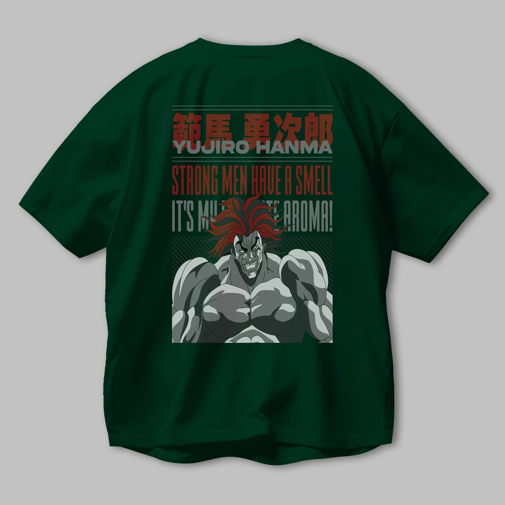 YUJIRO HANMA Anime Arka Baskılı Oversize t-shirt Erkek Kadın Unisex