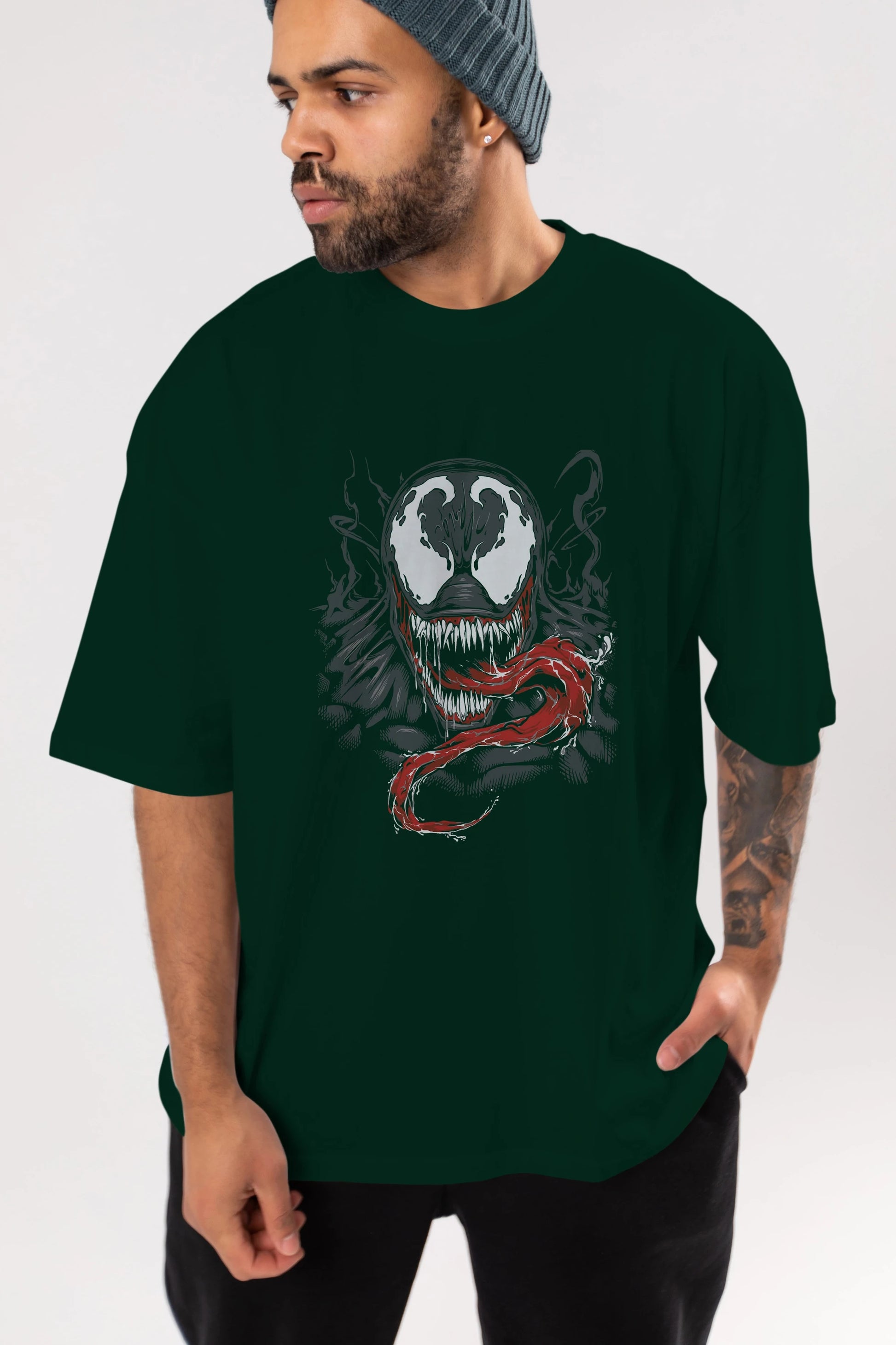 Venom (18) Ön Baskılı Oversize t-shirt Erkek Kadın Unisex %100 Pamuk Bisiklet Yaka tişort
