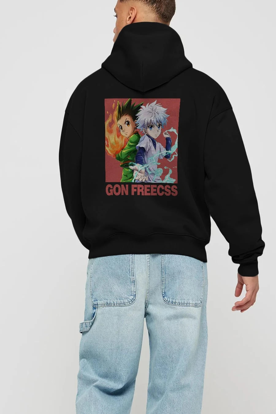 Gon Freecss HUNTER X HUNTER 4 Anime Arka Baskılı Hoodie Oversize Kapüşonlu Sweatshirt Erkek Kadın Unisex