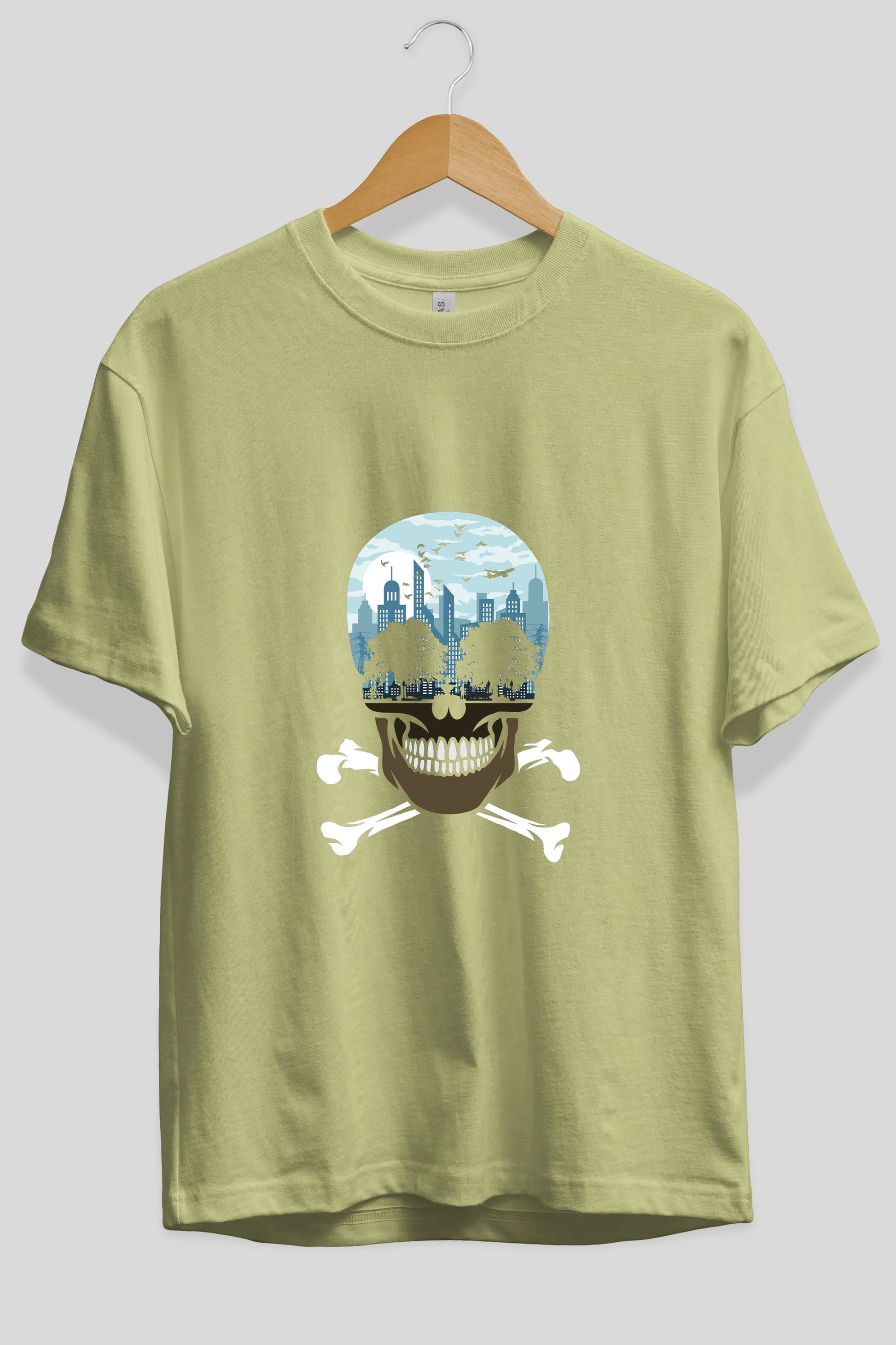 Death City Ön Baskılı Oversize t-shirt %100 pamuk Erkek Kadın Unisex