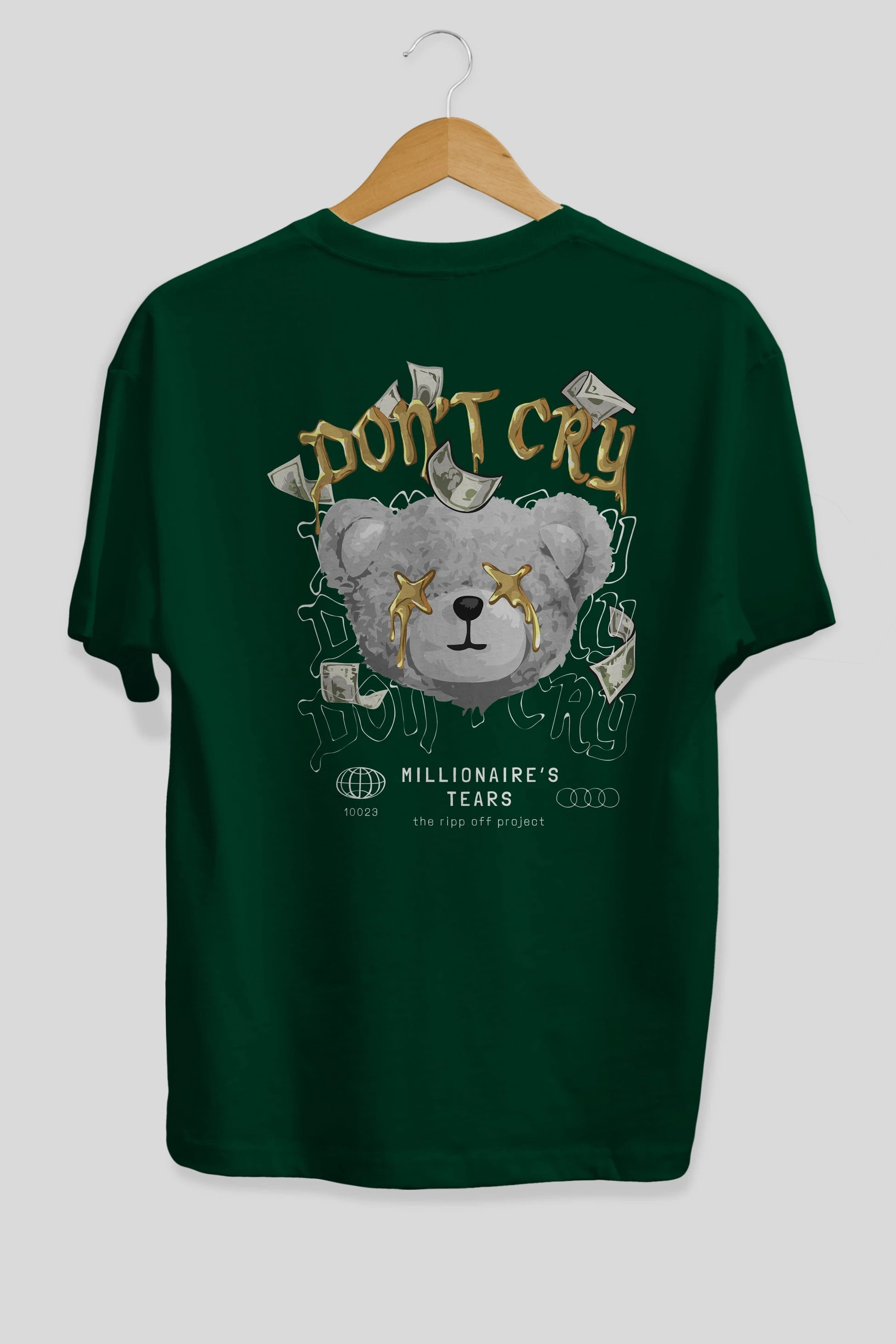 Dont Cry Bear Arka Baskılı Oversize t-shirt Erkek Kadın Unisex