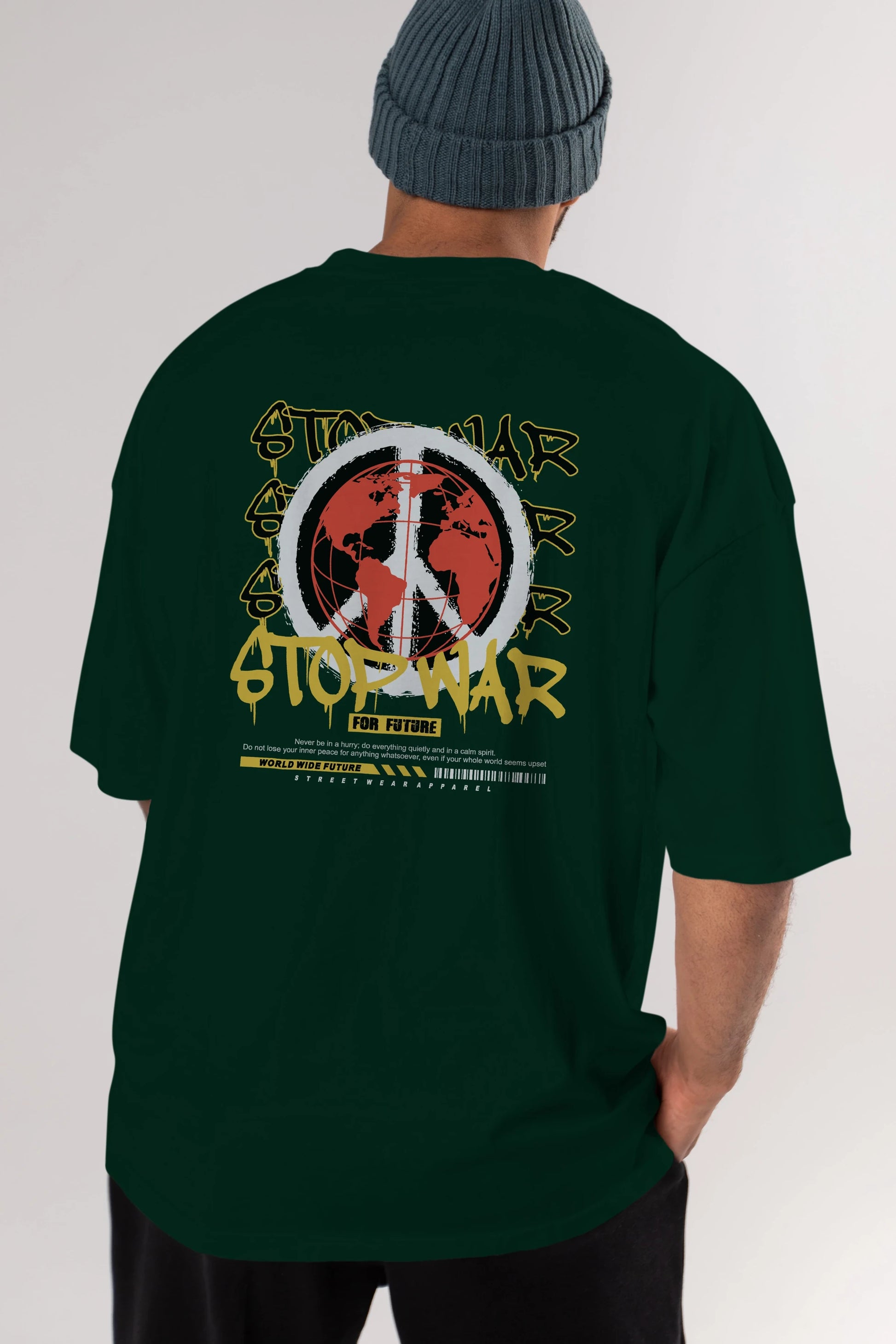 Stop War for Future Arka Baskılı Oversize t-shirt Erkek Kadın Unisex