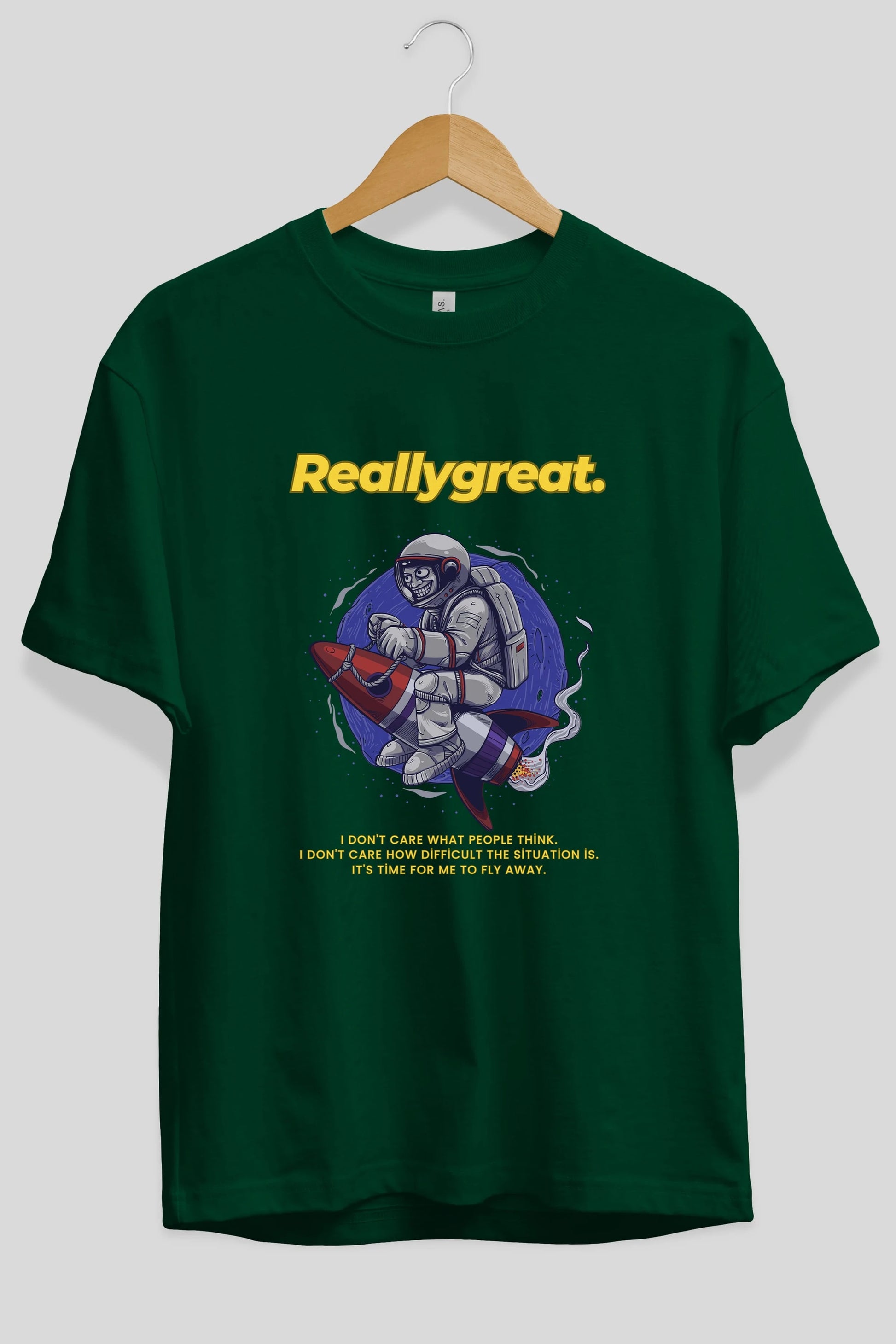 Reallygreat Astronaut Ön Baskılı Oversize t-shirt Erkek Kadın Unisex