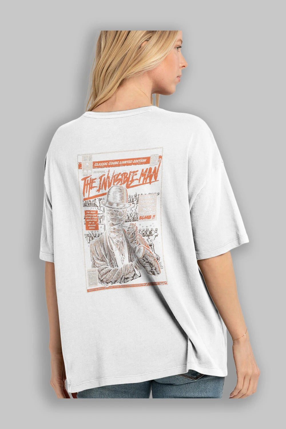 The Invisible Man Arka Baskılı Oversize t-shirt Erkek Kadın Unisex %100 Pamuk