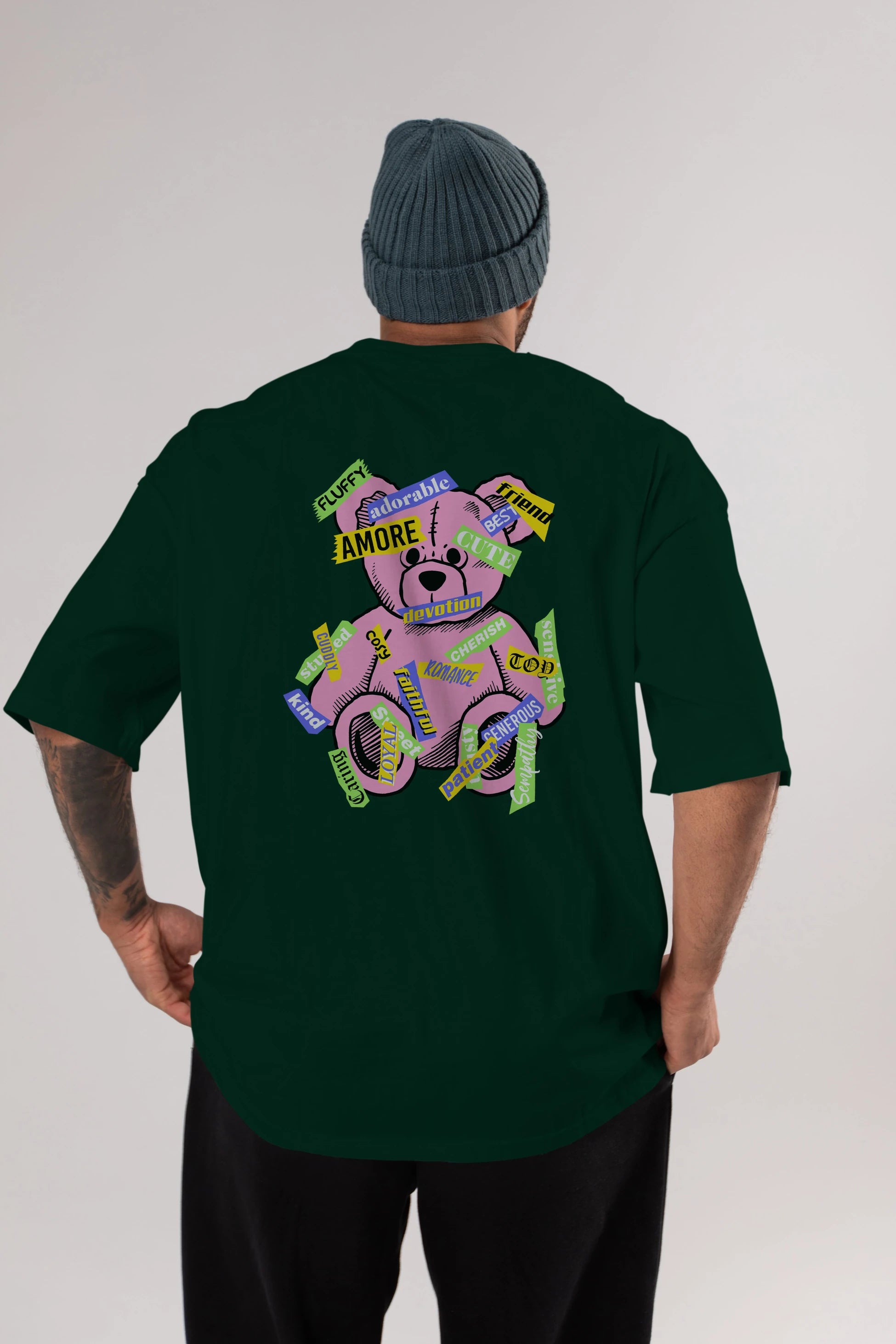 Teddy Bear Cute Arka Baskılı Oversize t-shirt Erkek Kadın Unisex