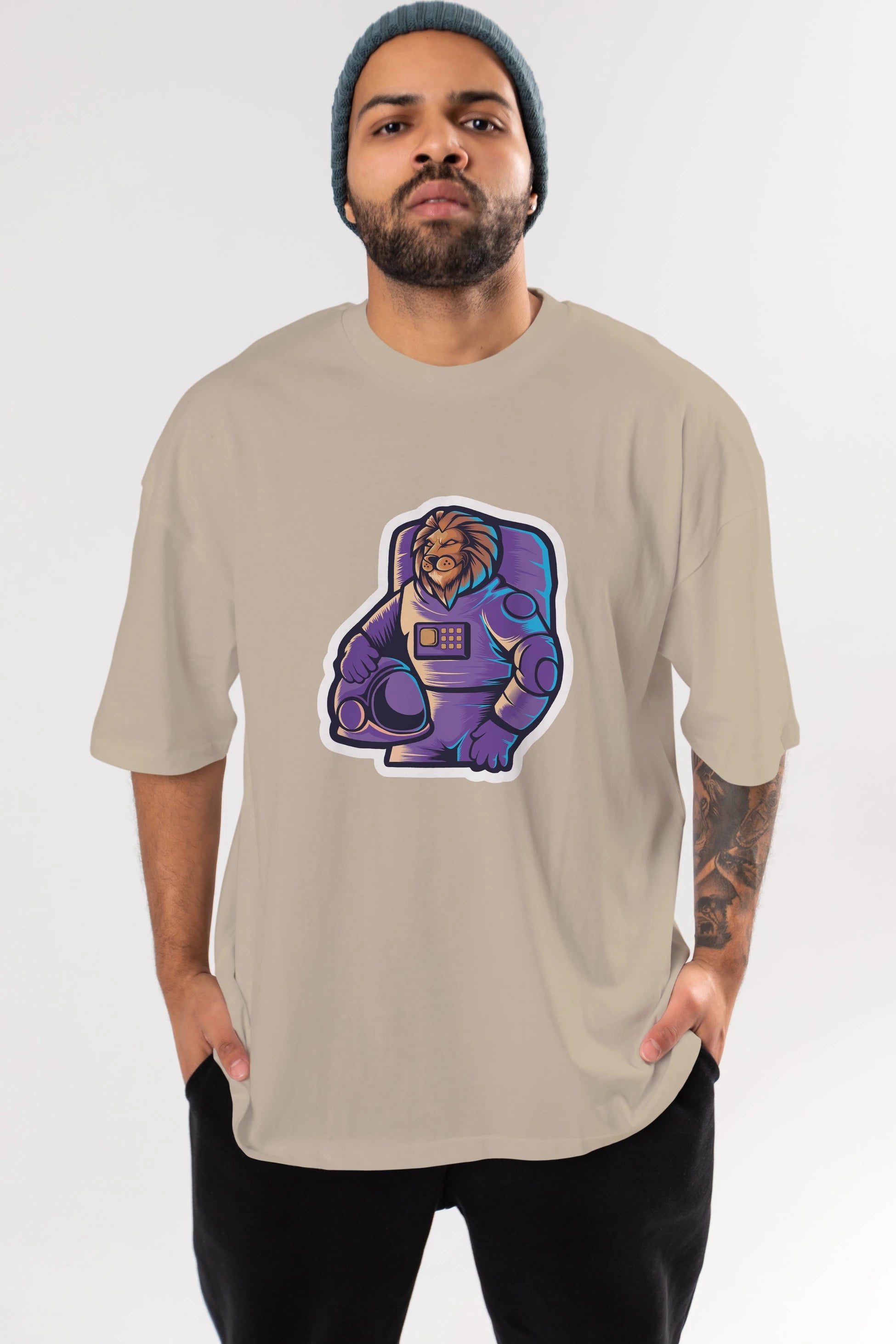 Astroking Sticker Ön Baskılı Oversize t-shirt Erkek Kadın Unisex