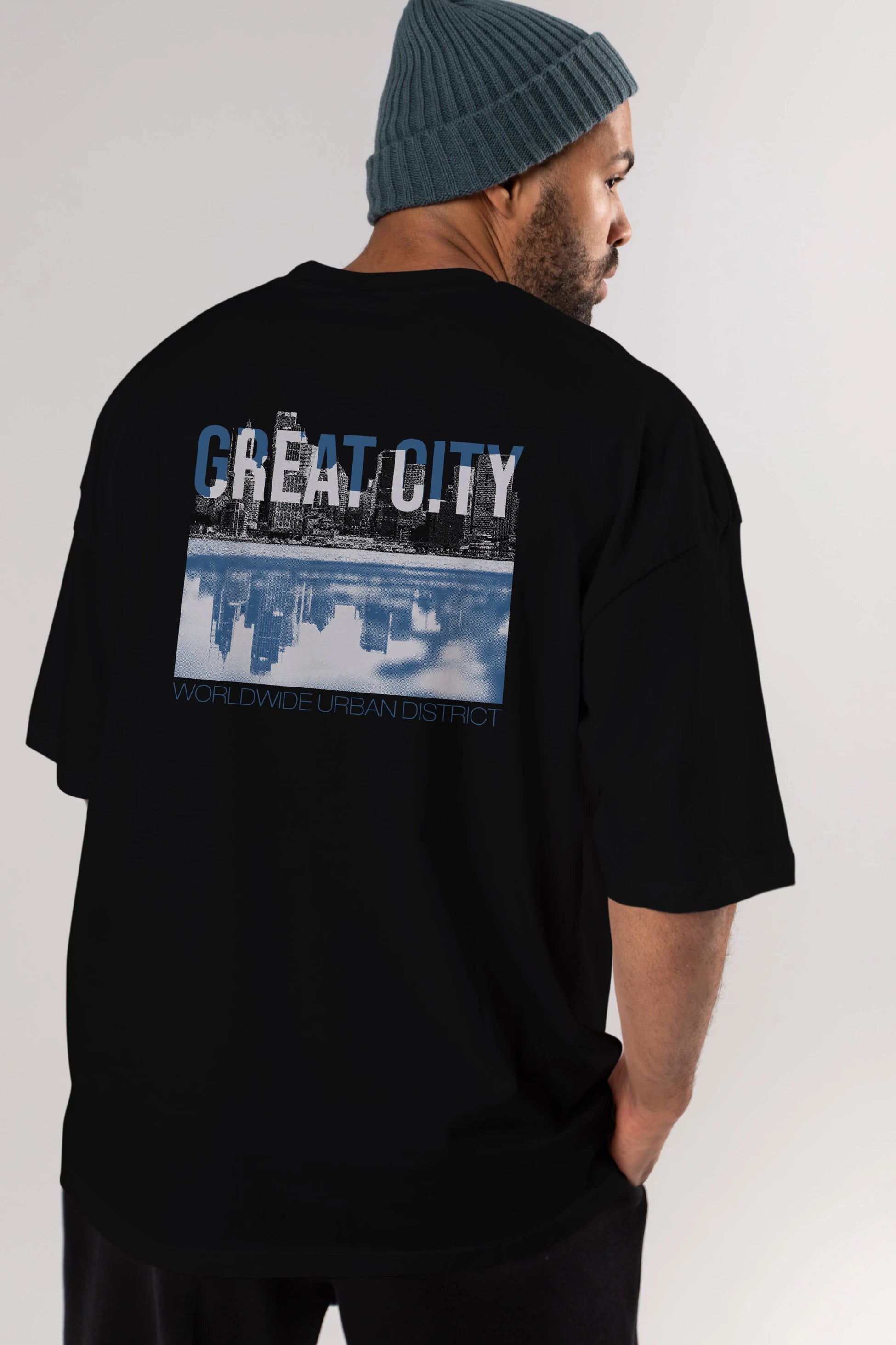 Great City Arka Baskılı Oversize t-shirt Erkek Kadın Unisex